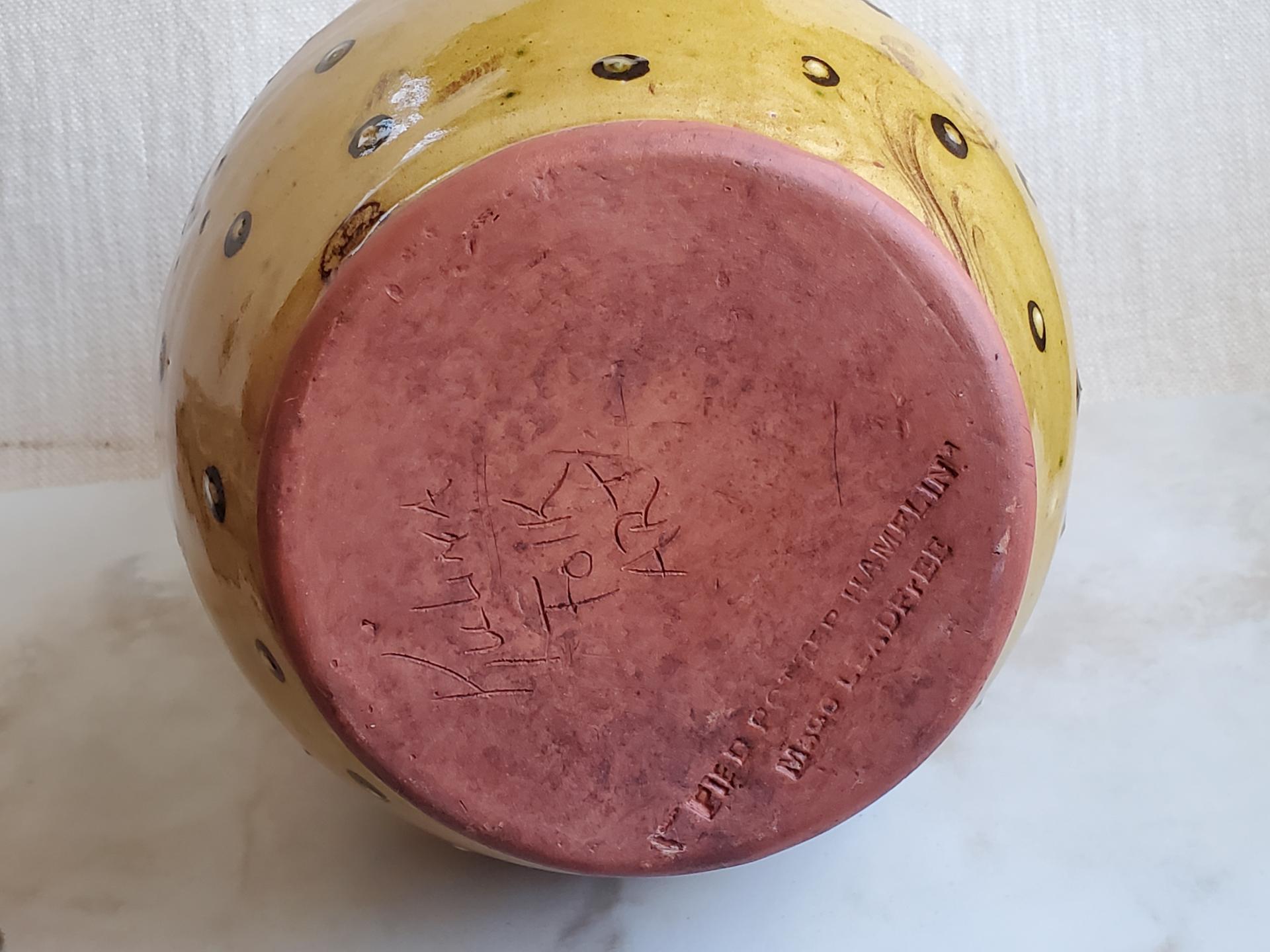 Redware Pitcher, Angel with Wings Sgraffito Motif