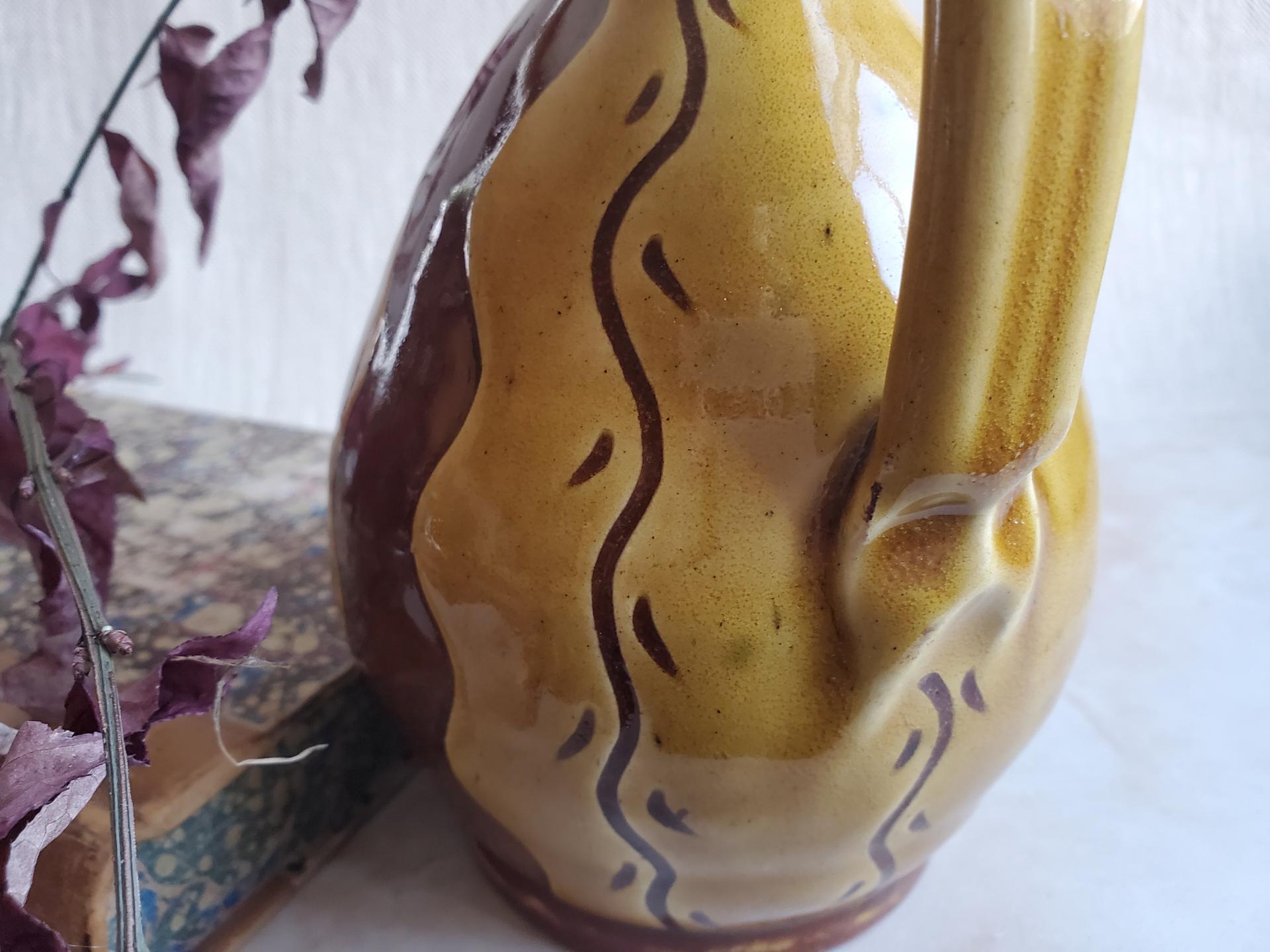 Redware Soap/Lotion Dispenser (a) Sgraffito Decorated
