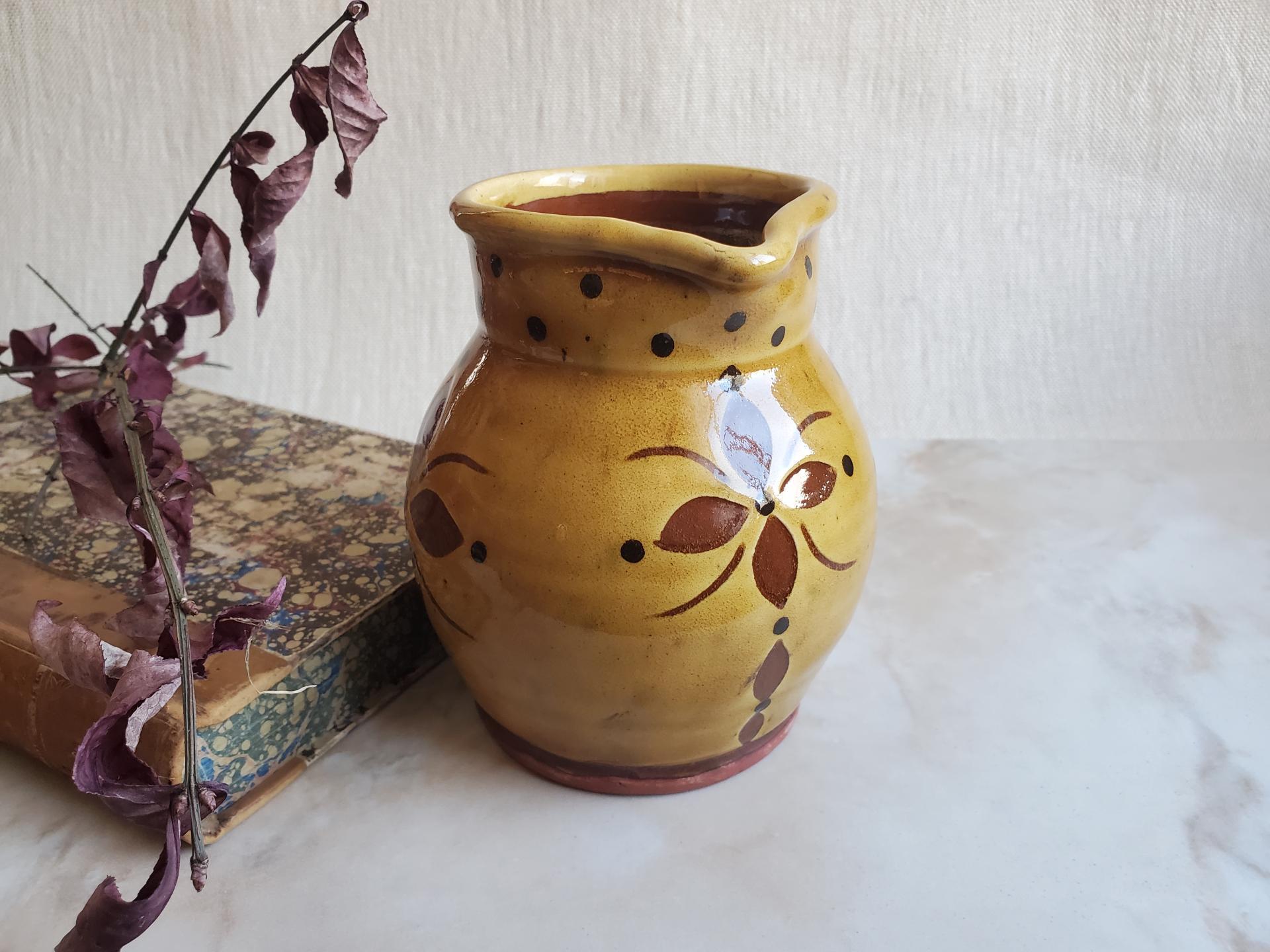 Redware Pitcher with Sgraffito Decoration
