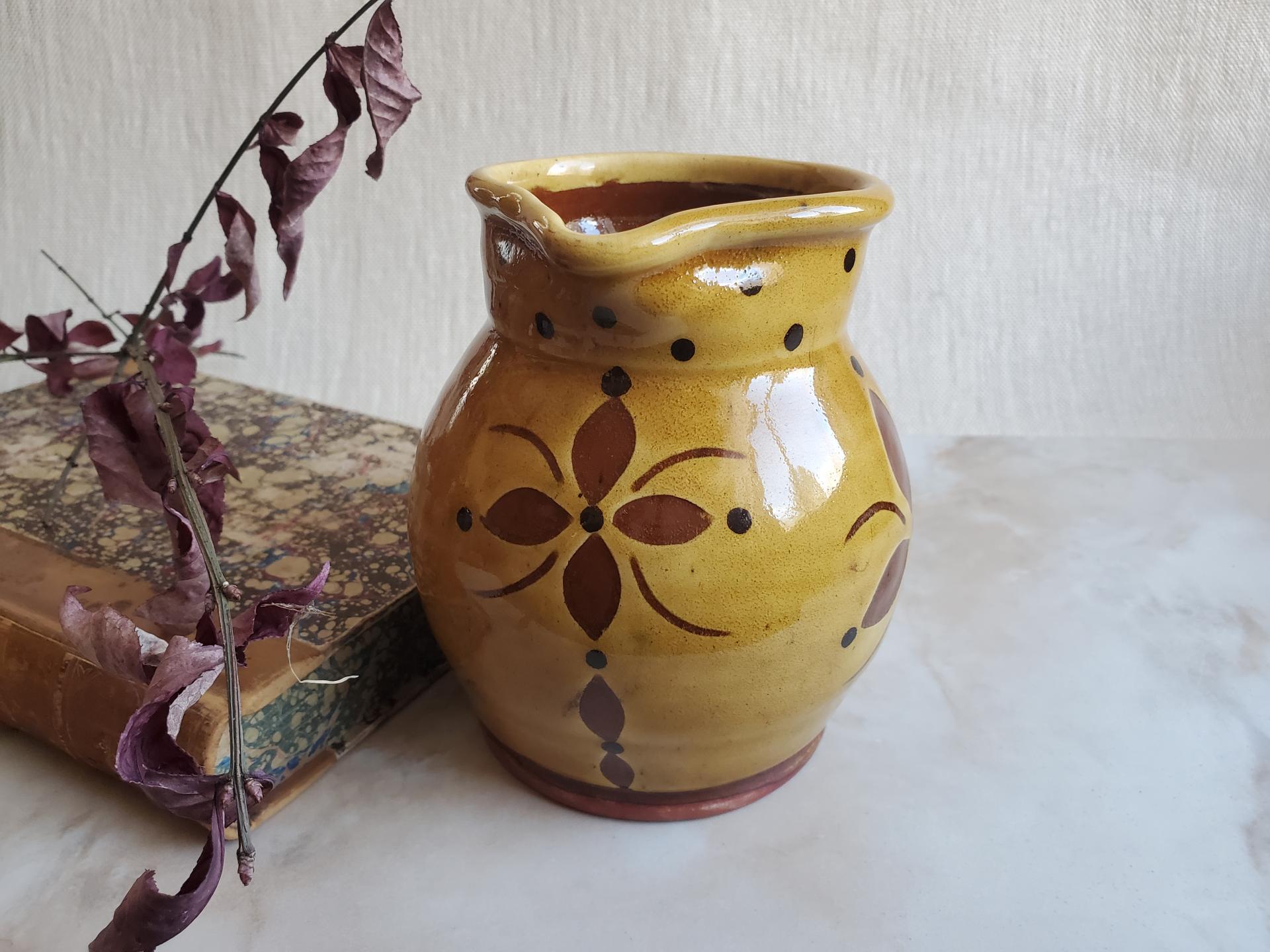 Redware Pitcher with Sgraffito Decoration