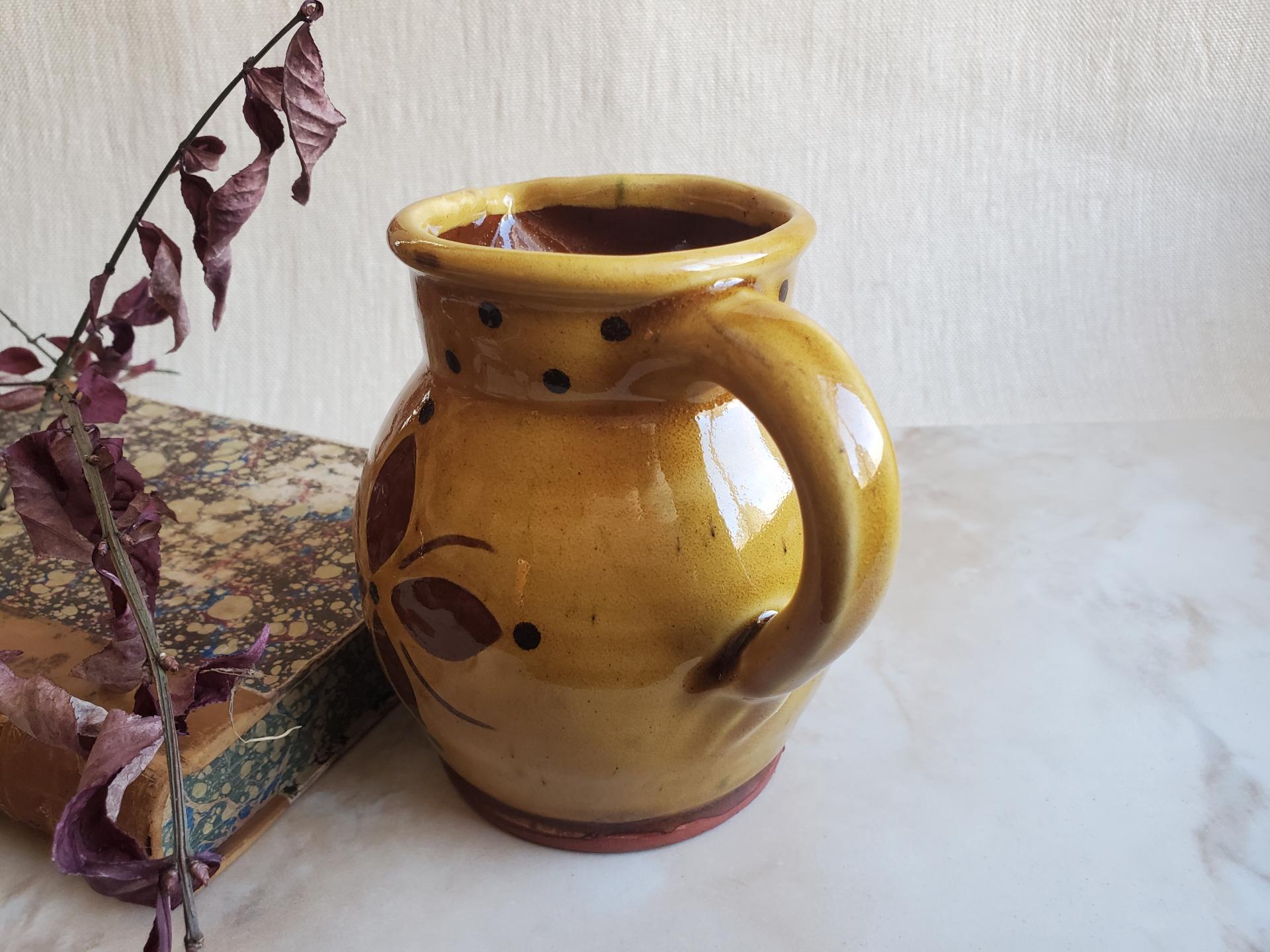 Redware Pitcher with Sgraffito Decoration