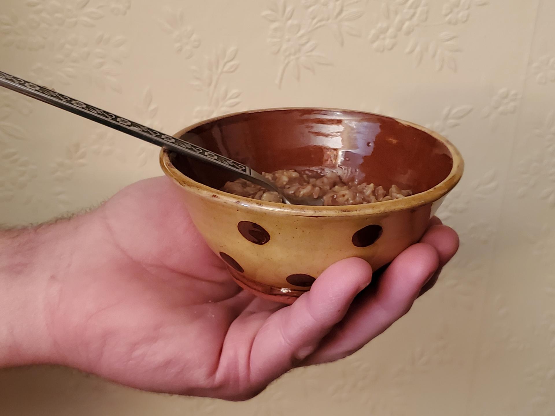 Redware 5 inch Bowl with Brown Polka Dots