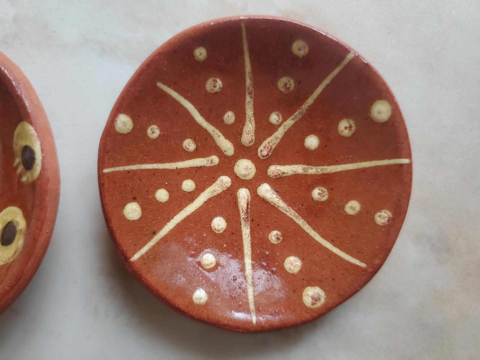 Miniature Redware Plates (2) with Slip Decoration