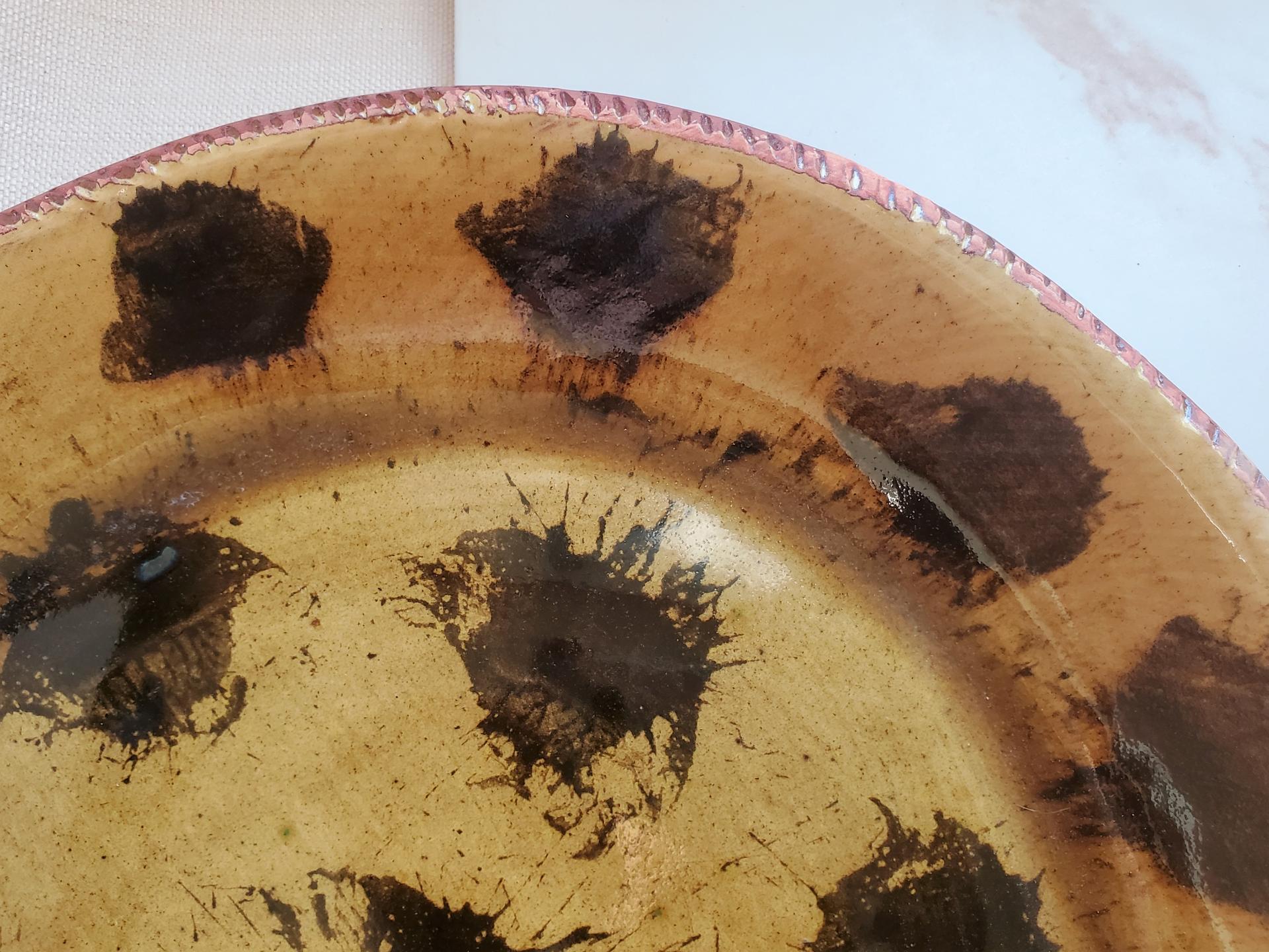 Redware Large Platter with Black Accents