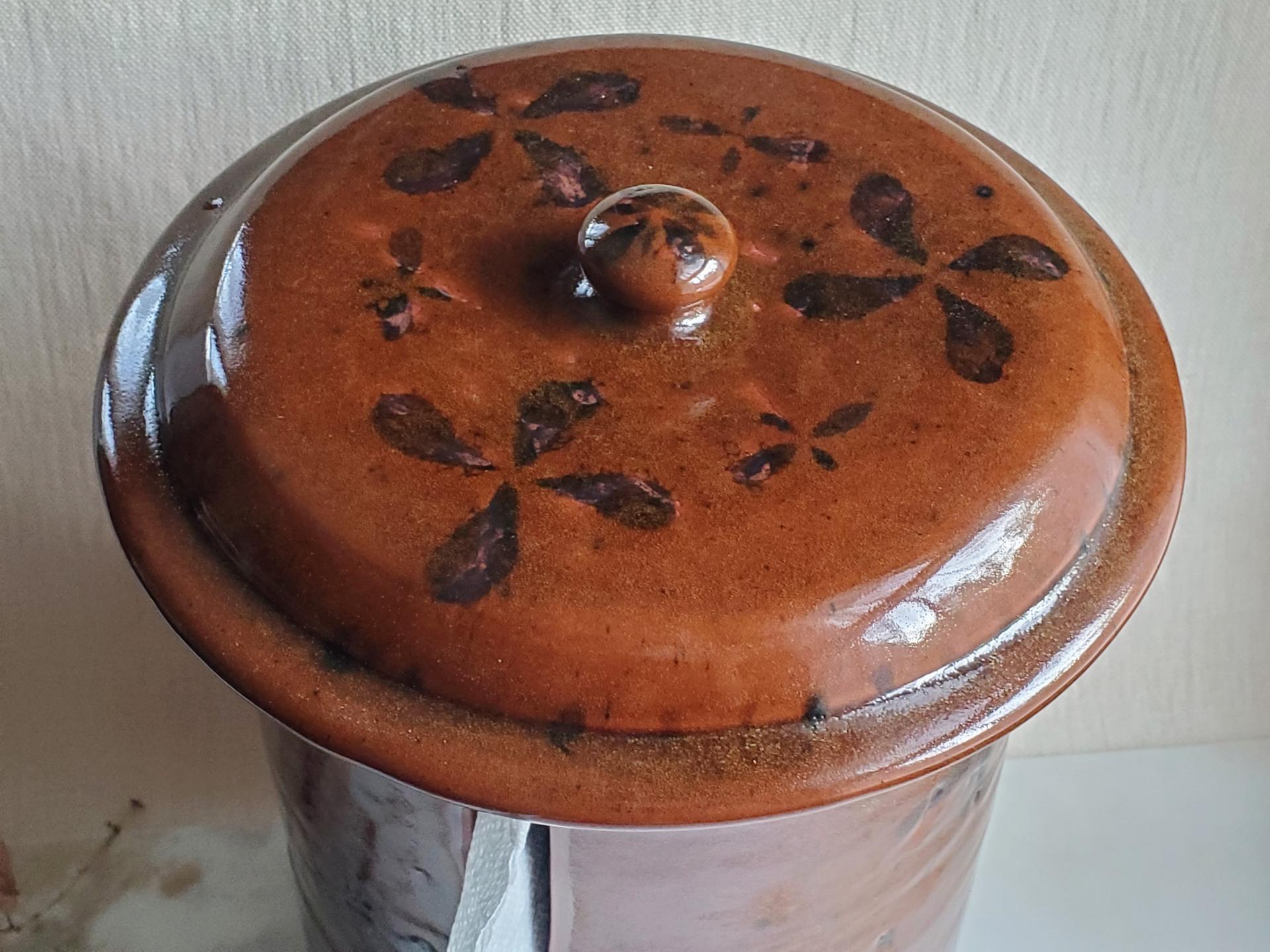 Redware Paper Towel Holder with Black Accents and Lead Free Glaze