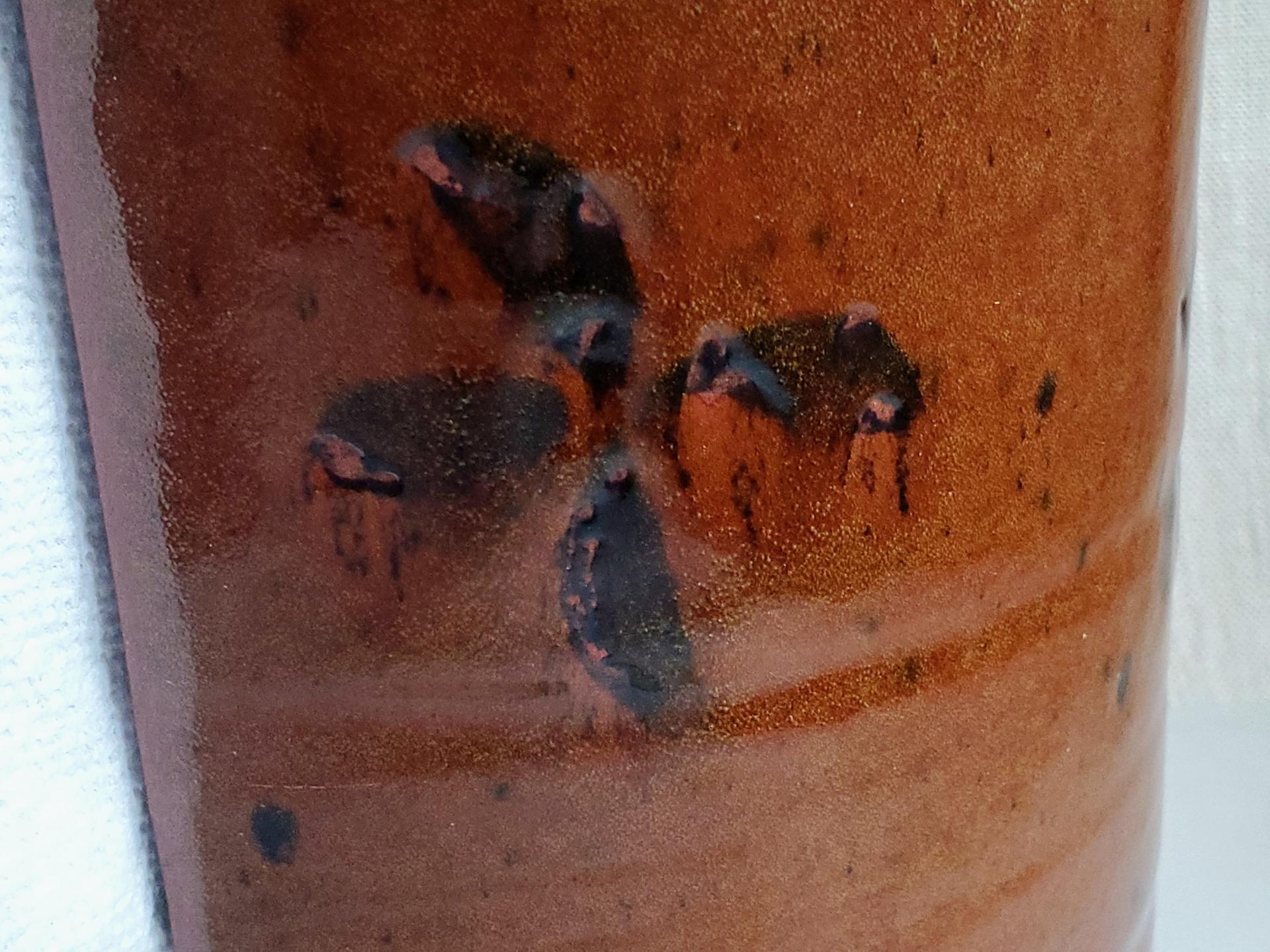 Redware Paper Towel Holder with Black Accents and Lead Free Glaze