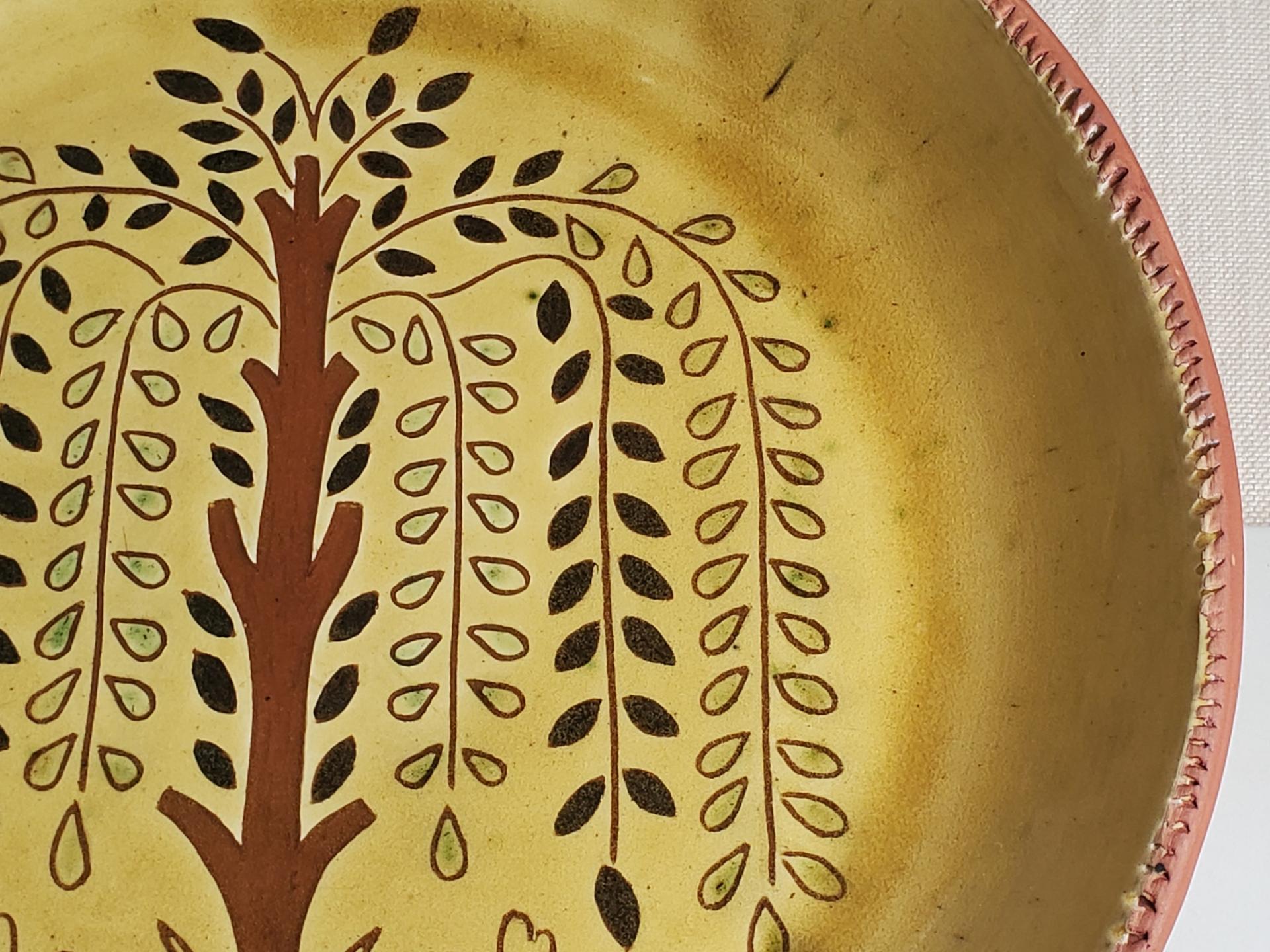 Custom Order Kulina Folk Art Redware Platter/Charger, Tree of Life with Flowers Motif