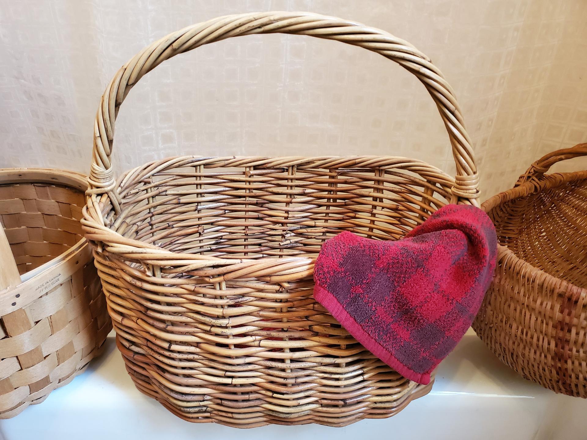 Rustic Farmhouse Vintage Basket - Huge and Heavy - Perfect for Pillows, Blankets, and More!