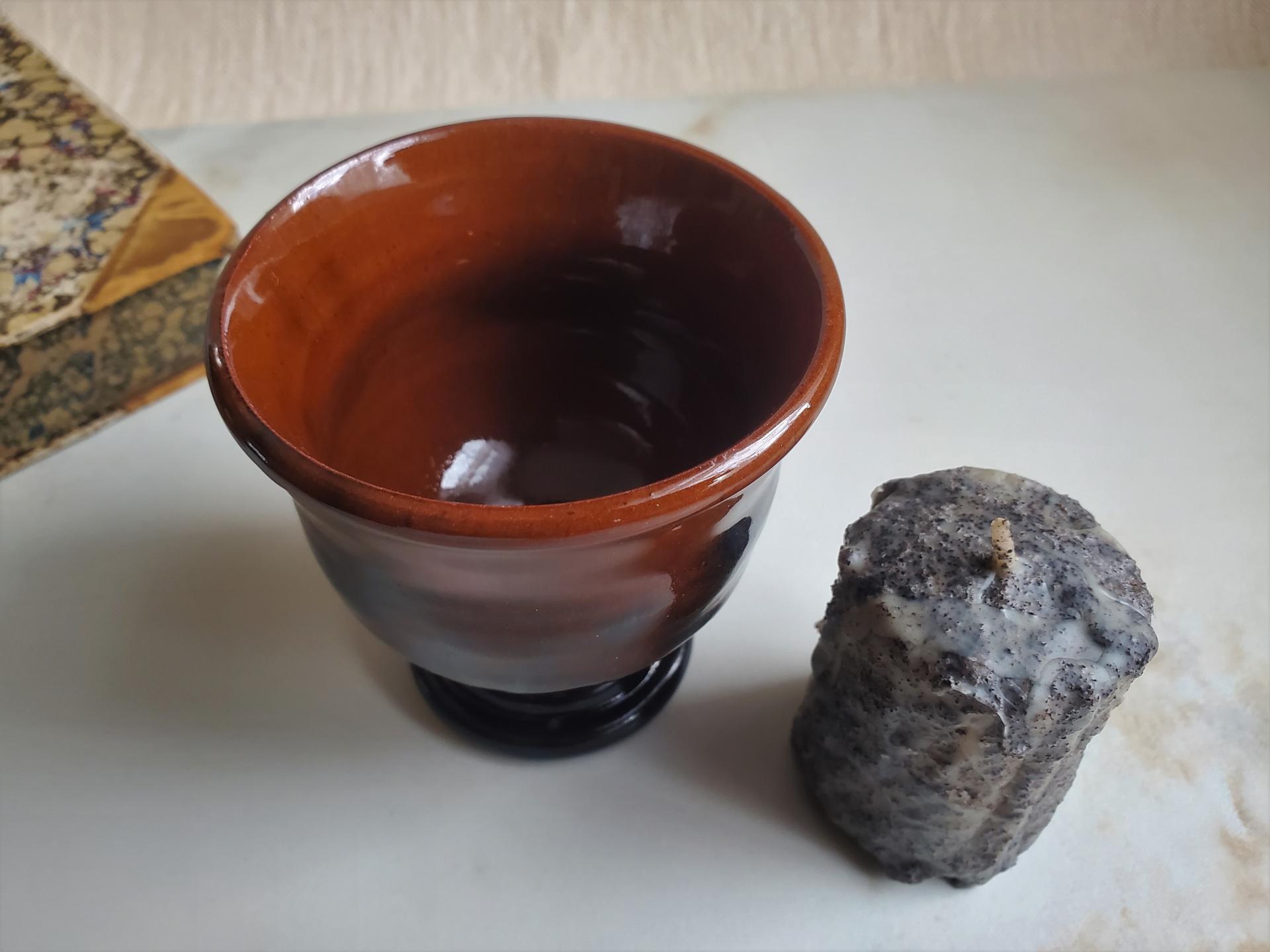 Primitive Votive Candle Holder, Wheel-Thrown Redware by Pied Potter Hamelin