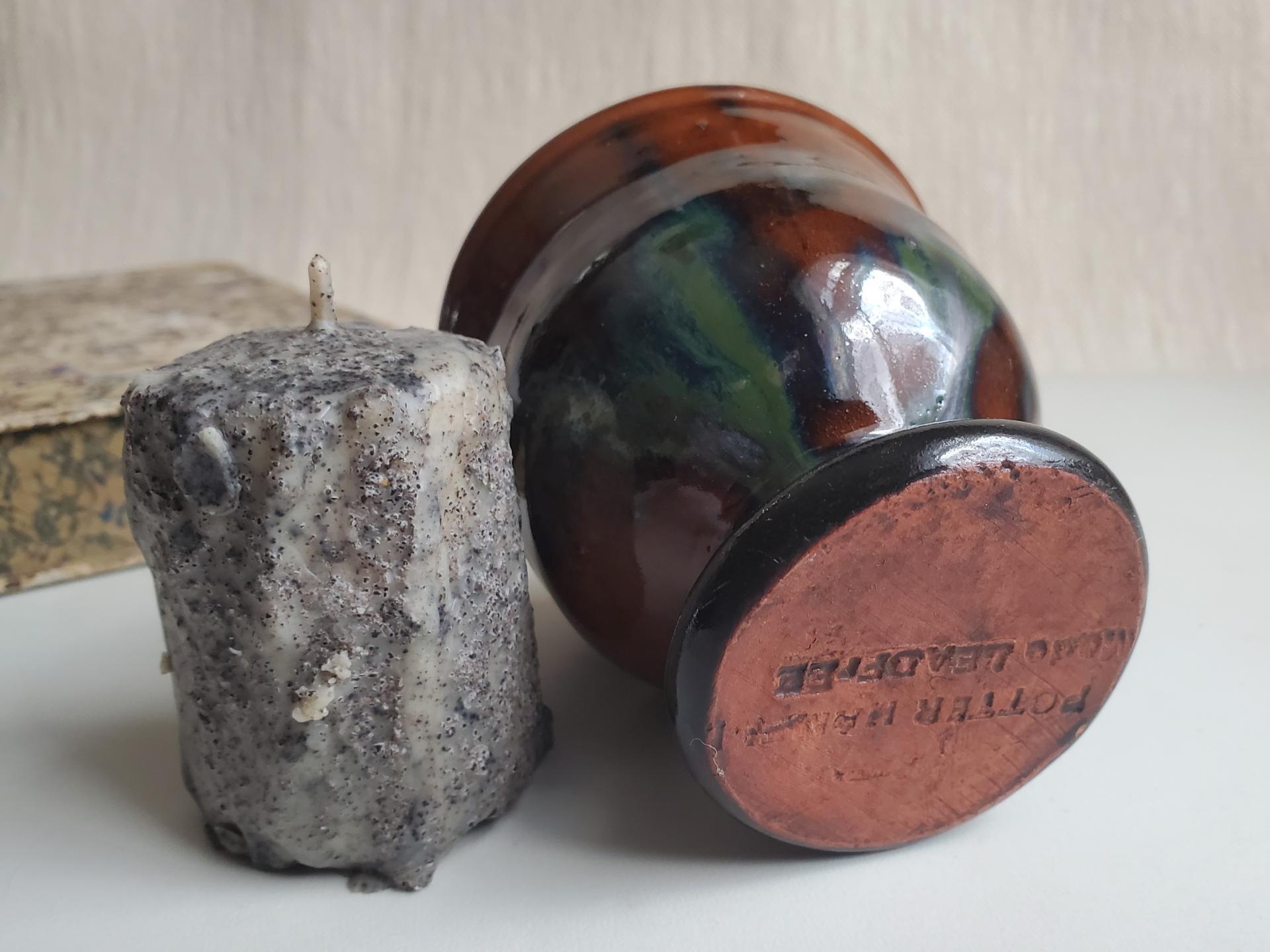 Primitive Votive Candle Holder, Wheel-Thrown Redware by Pied Potter Hamelin