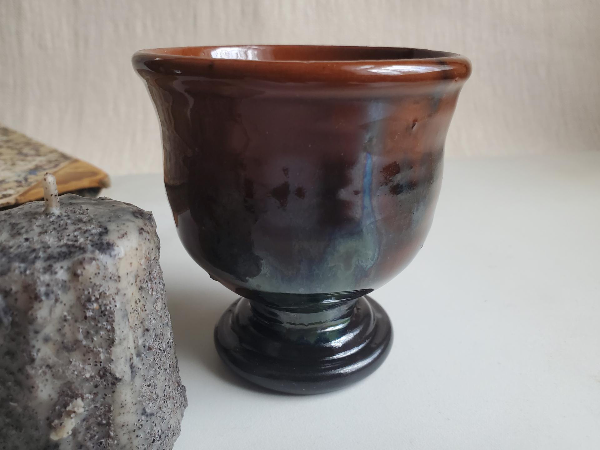 Primitive Votive Candle Holder, Wheel-Thrown Redware by Pied Potter Hamelin