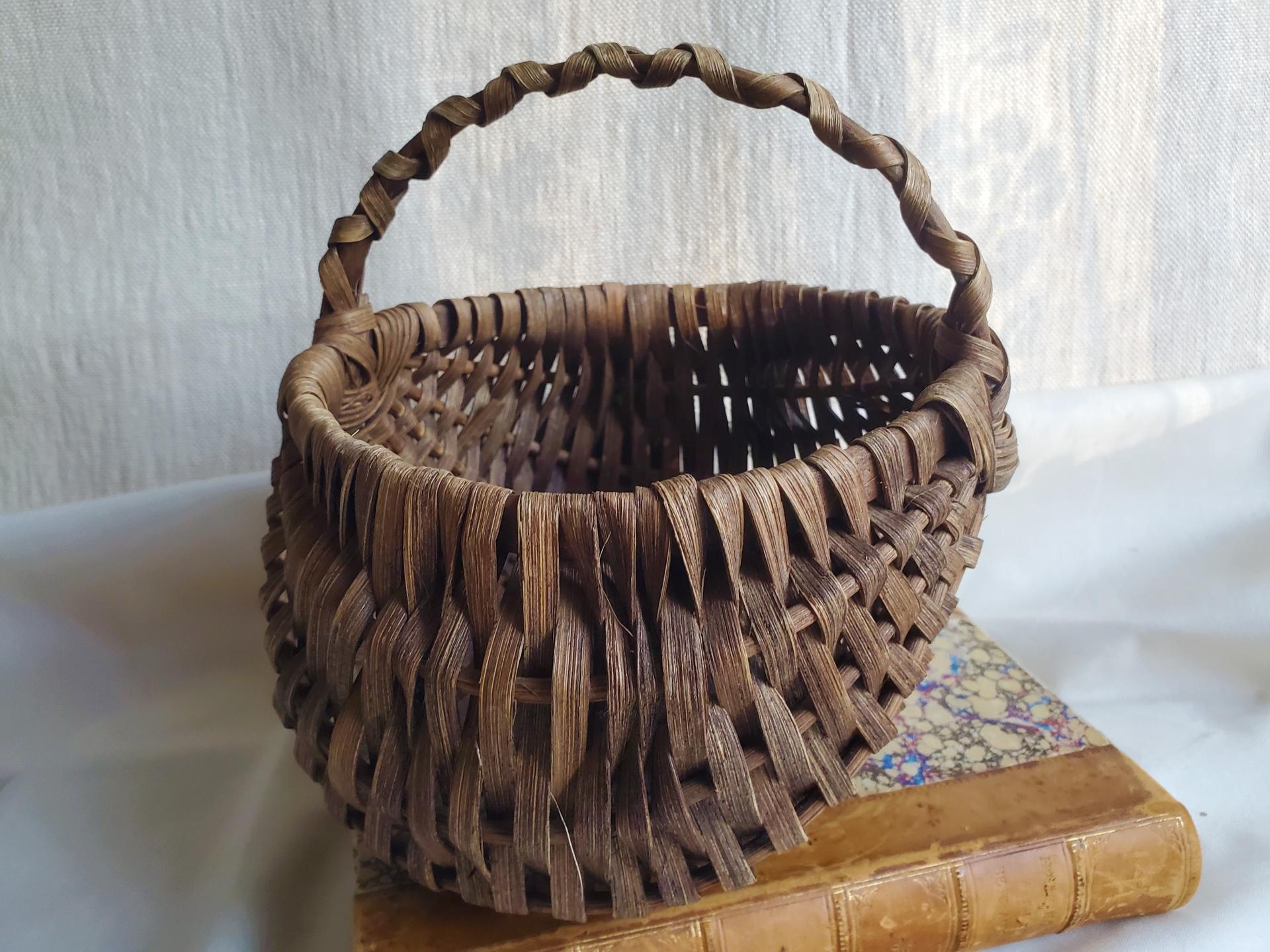 Small Melon Basket or Egg Basket, Hand Woven