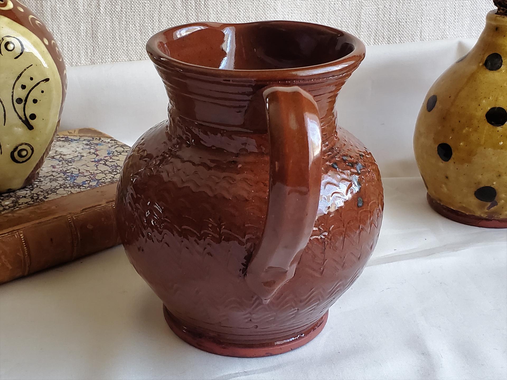 Reproduction 1/2 gallon pottery pitcher (stoneware, redware