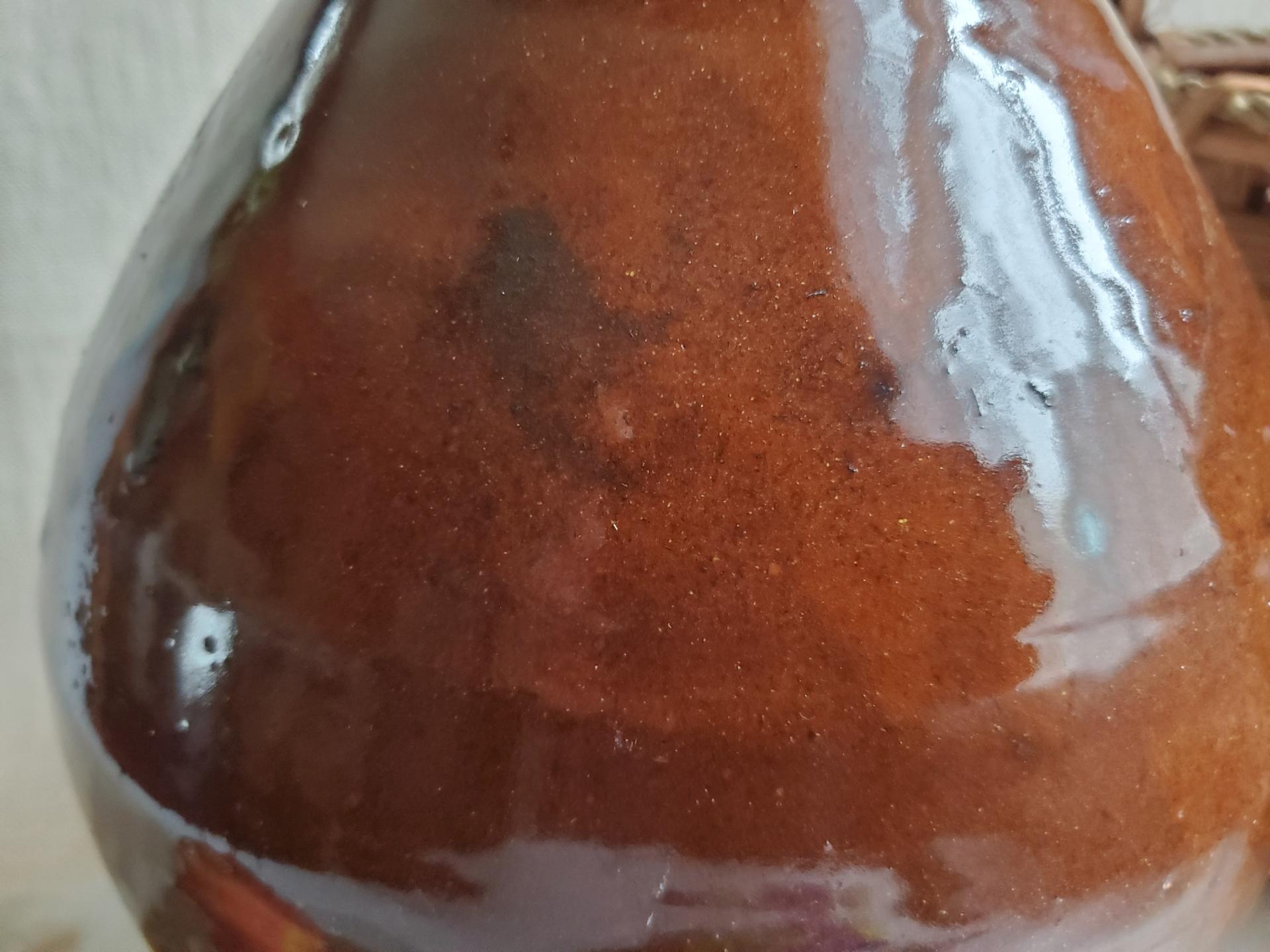 Redware 10 in Large Jar with Spangles
