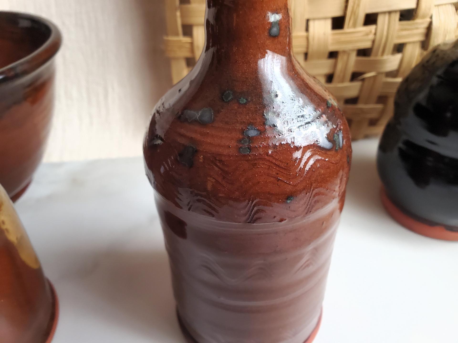 Redware Soap or Lotion Pump Dispenser, Handmade by Rick of Pied Potter Hamelin, Featuring Spangles