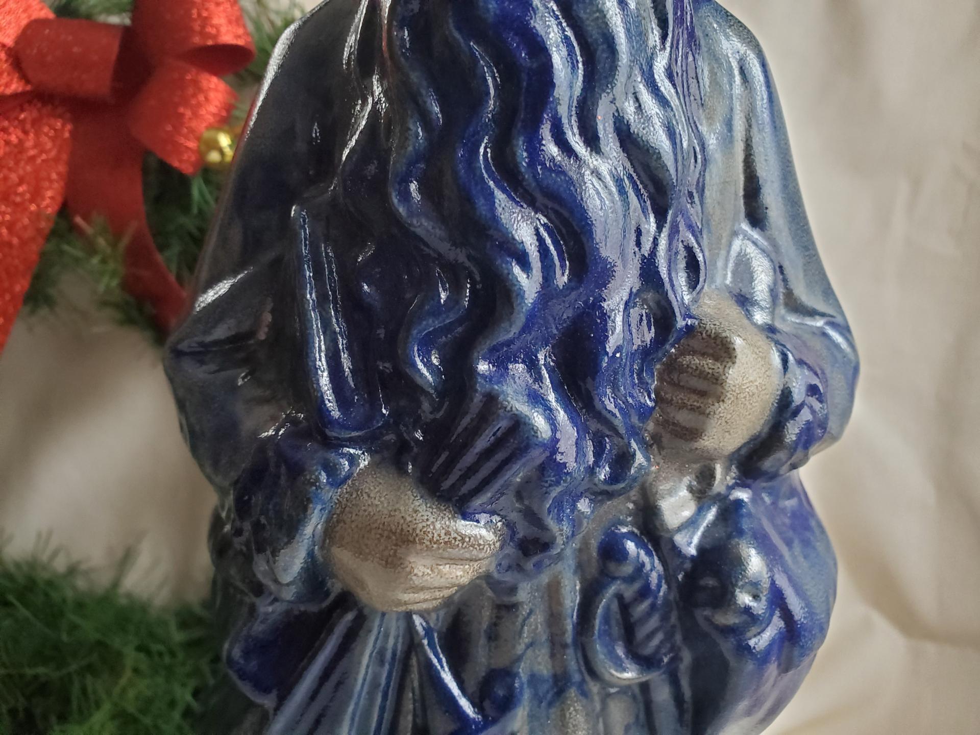 Vintage Beaumont Brothers Pottery Stoneware Belsnickel, Salt-Glaze Finish, Cobalt Blue, 16 in. Tall