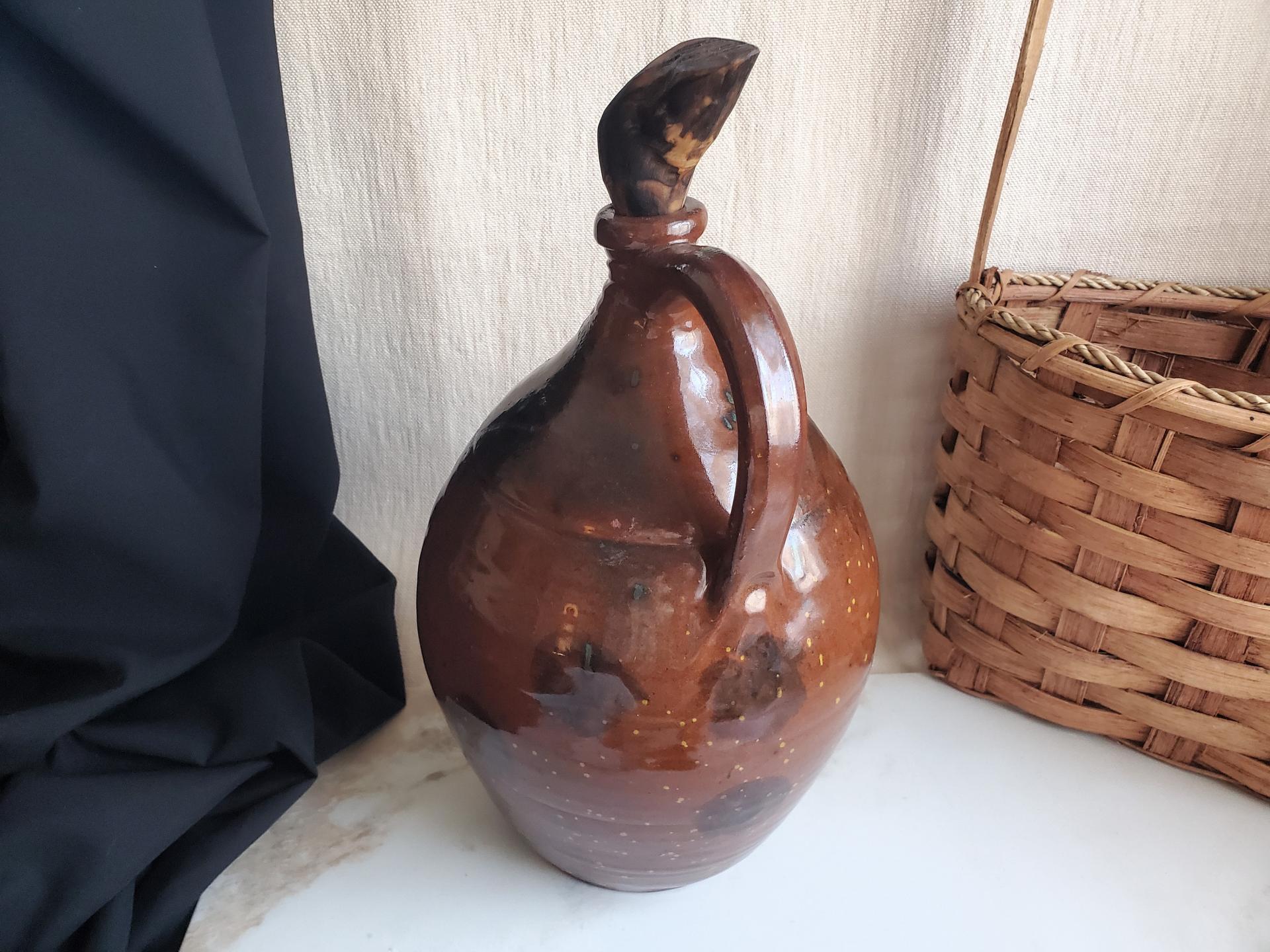 Redware Jug with Black Dapples and Spangled Decoration