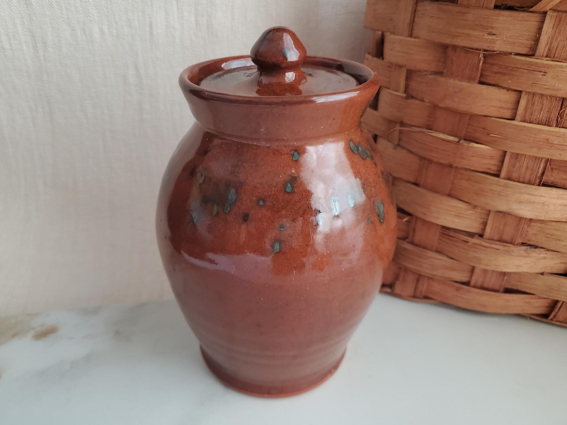 Redware 6.50 in Jar with Spangles by Pied Potter Hamelin (b)