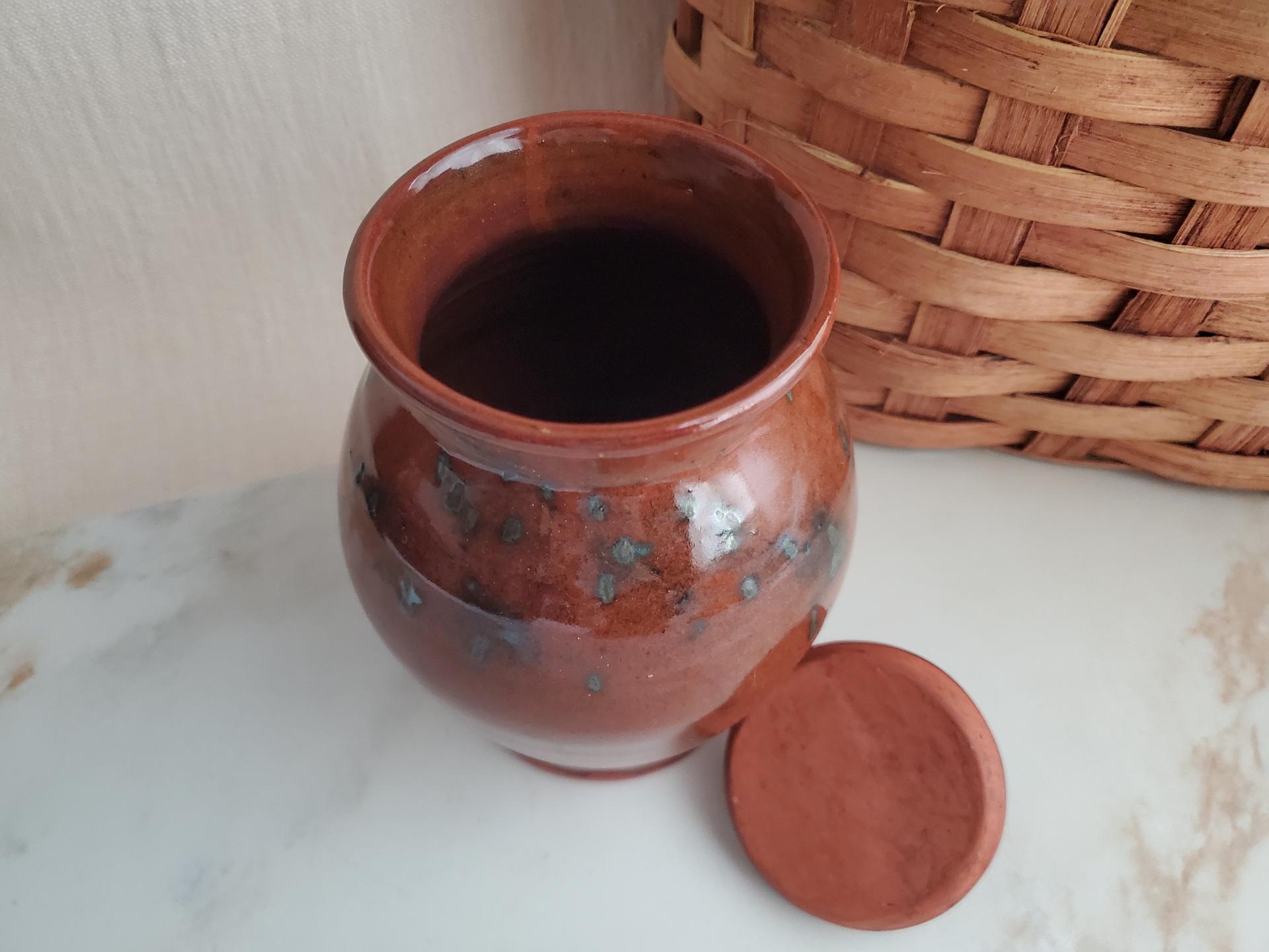 Redware 6.50 in Jar with Spangles by Pied Potter Hamelin (b)
