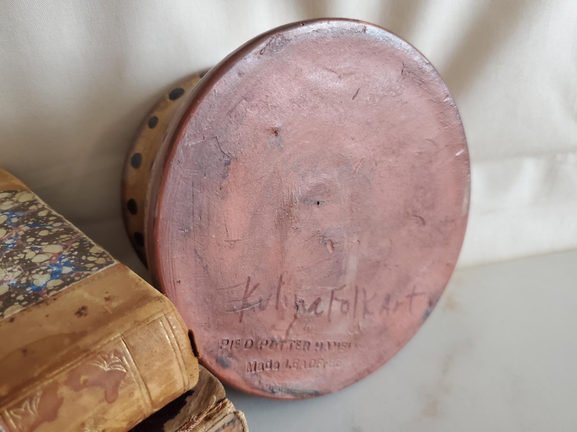 Handmade Redware Soap Dish with Black Dots