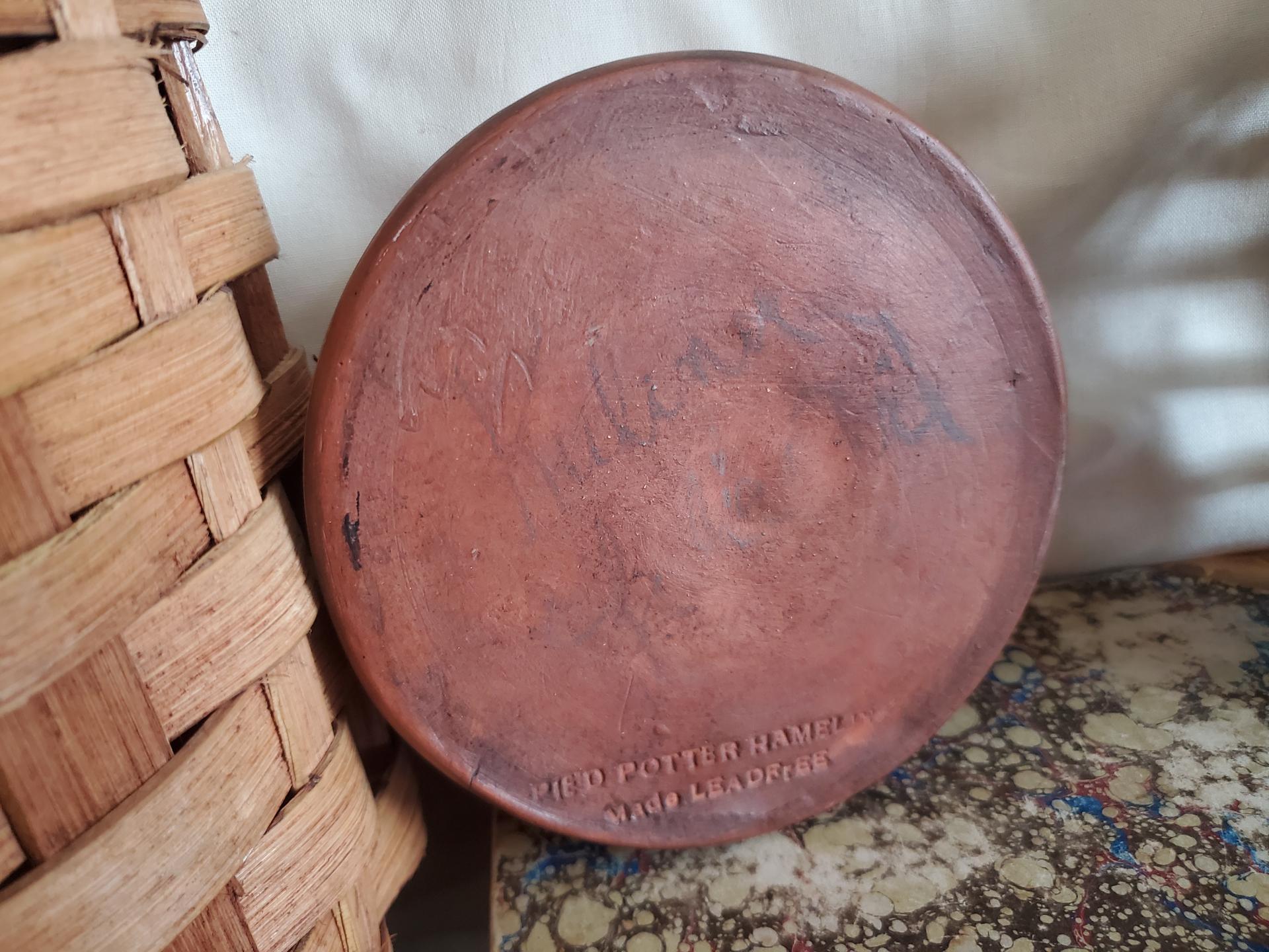 Handmade Redware Soap Dish with Black Dots