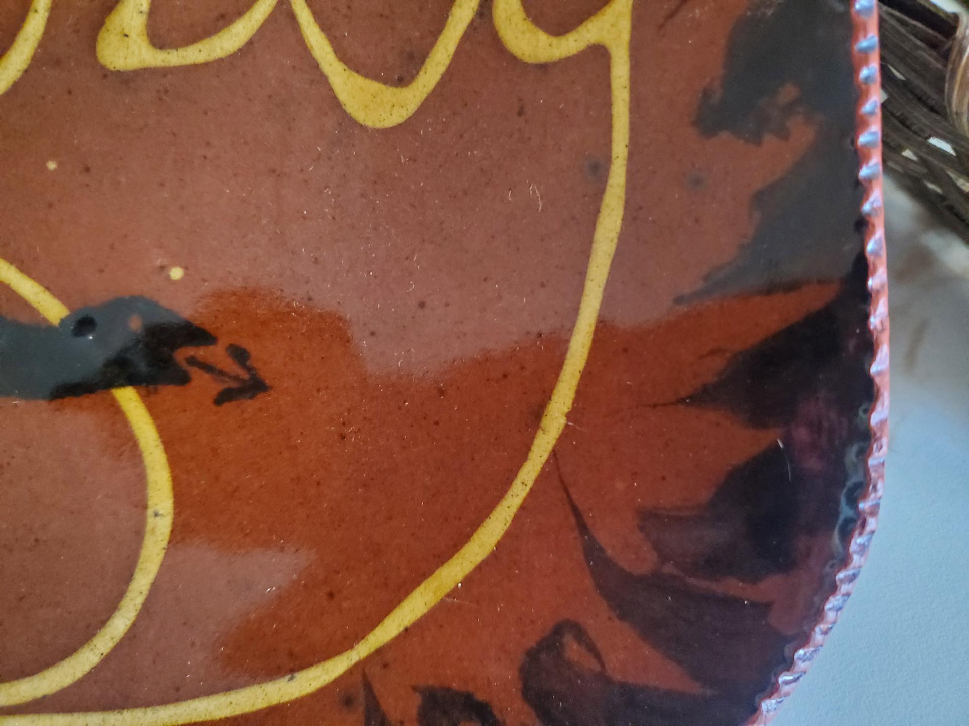 Unique Redware Platter with Liberty Motif, Food Safe, Antiqued