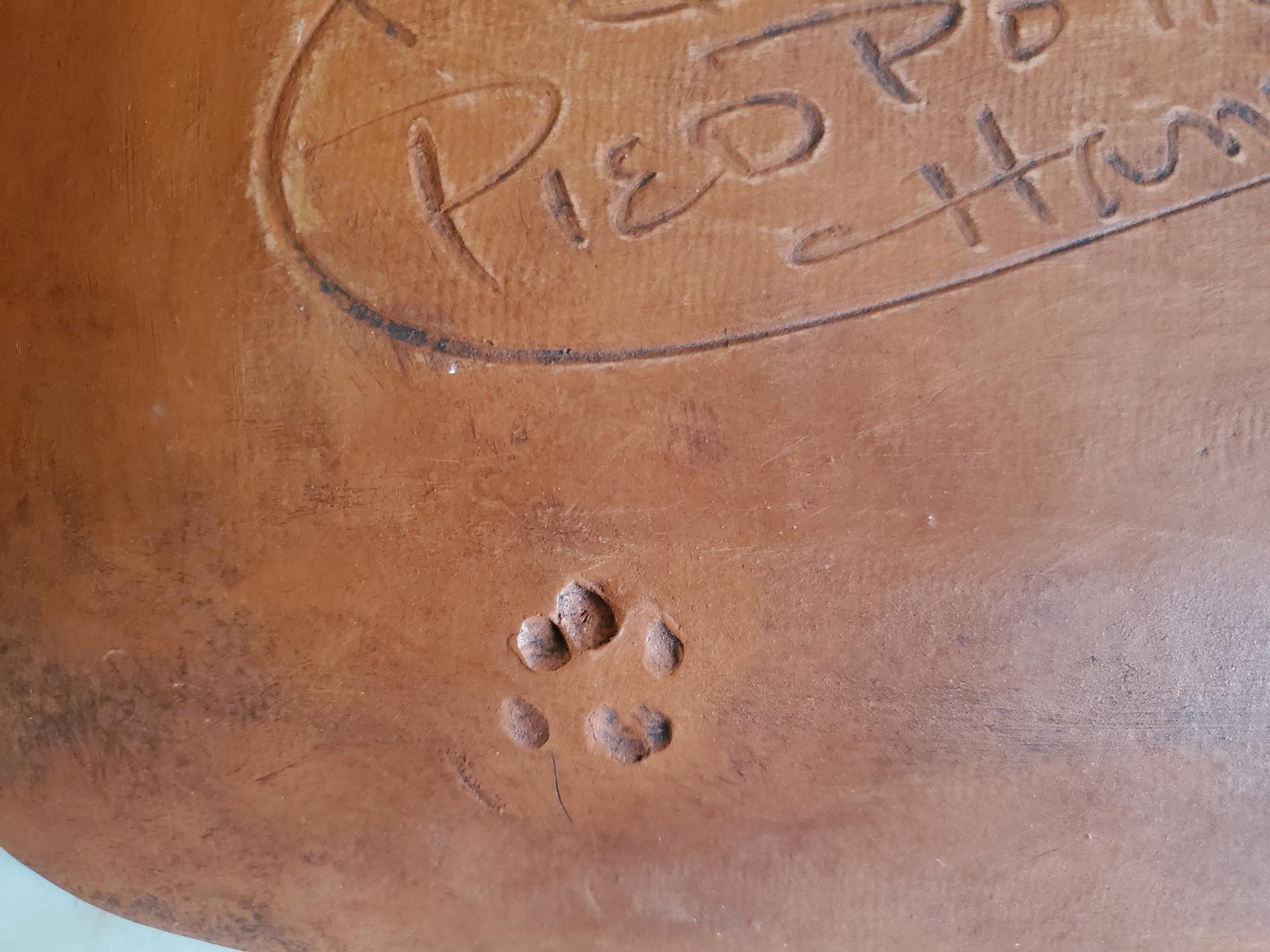 Unique Redware Platter with Liberty Motif, Food Safe, Antiqued