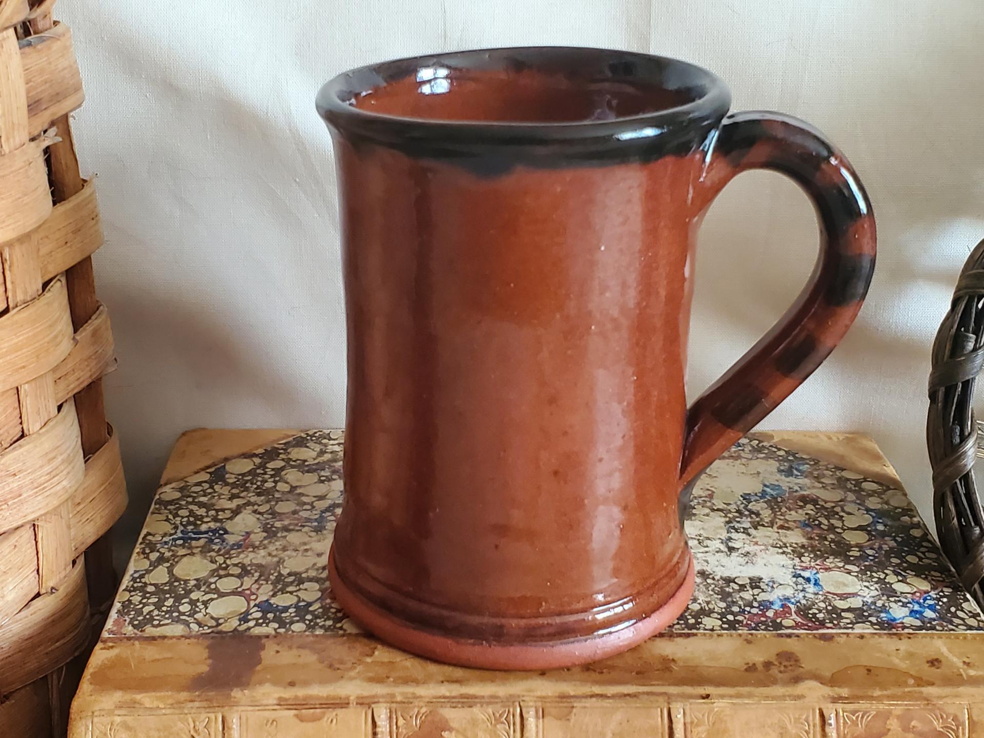 Redware Tavern Mug with Eagle, Antiqued