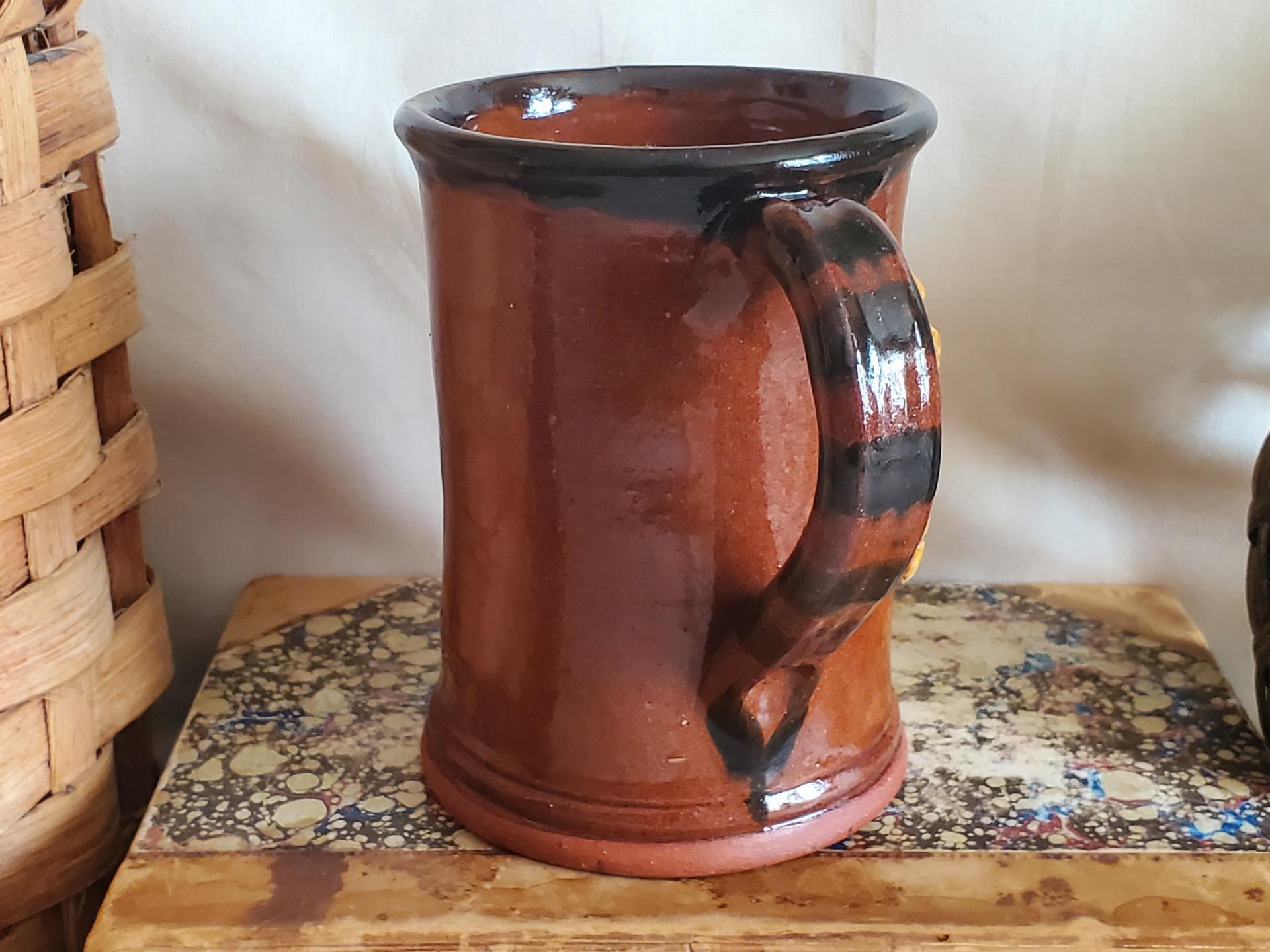 Redware Tavern Mug with Eagle, Antiqued