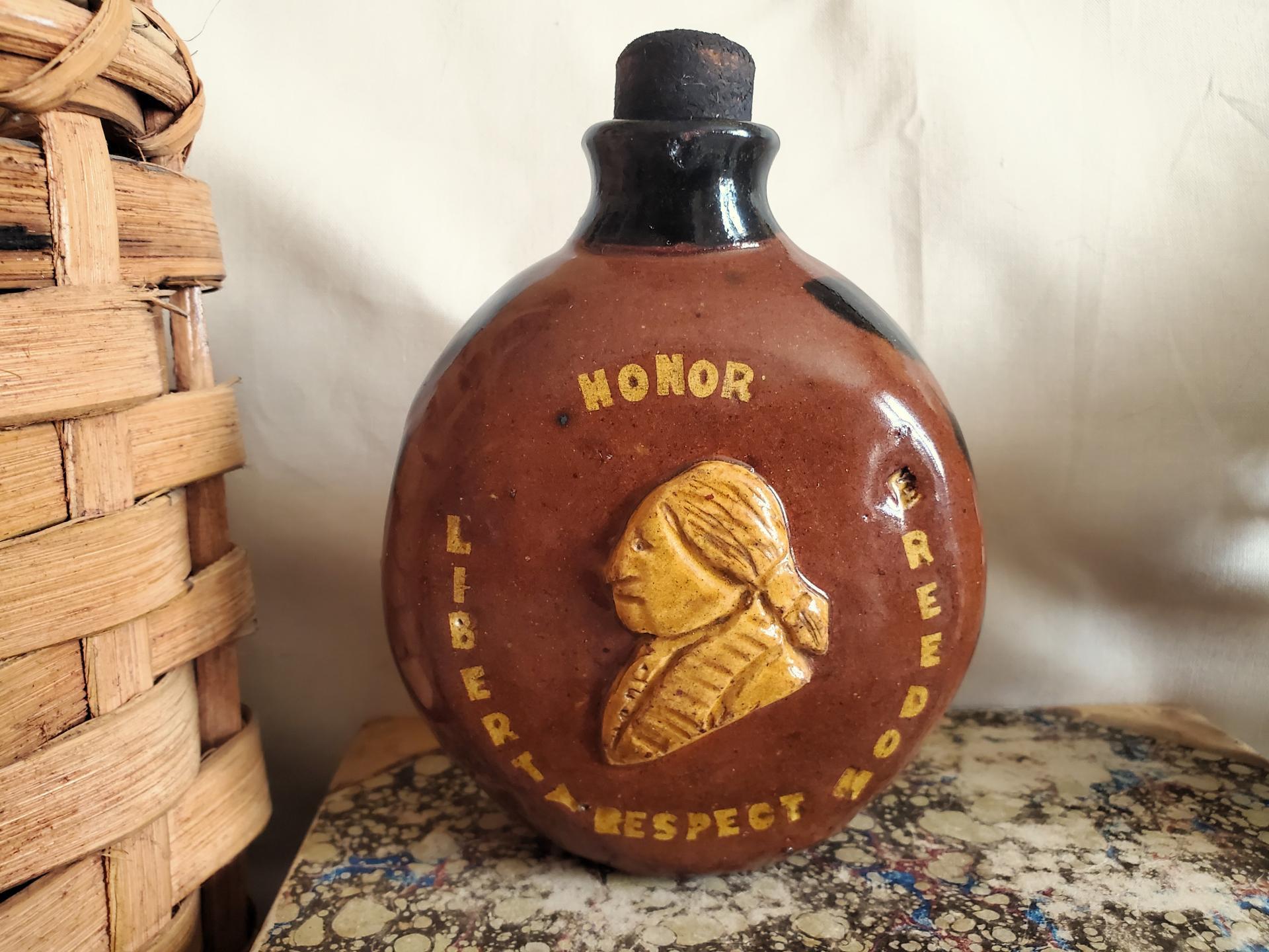 Redware Flask with Eagle