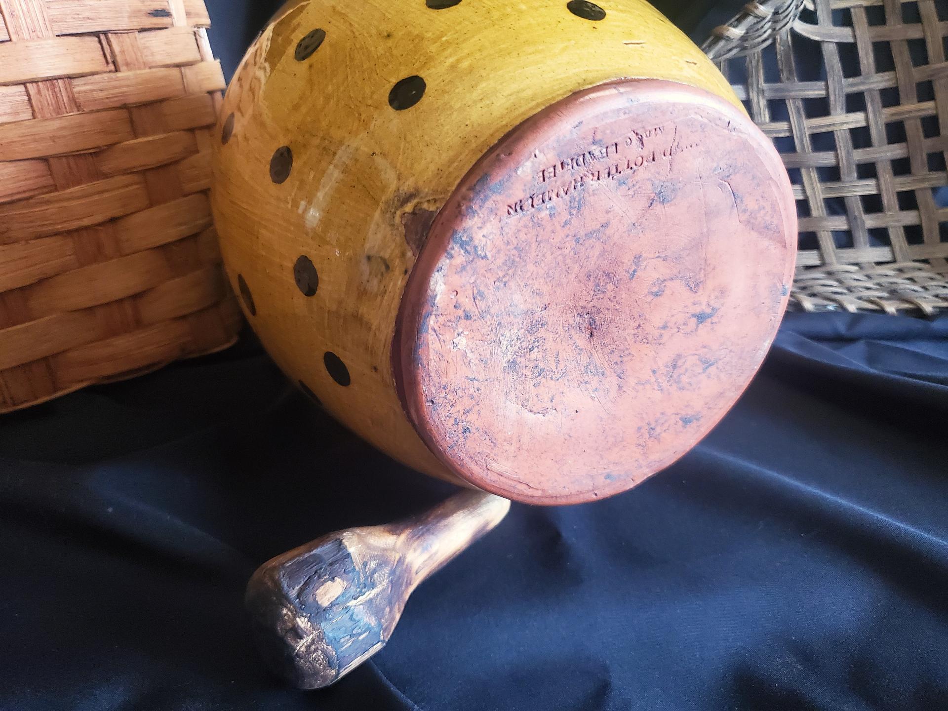 Redware Jug with Black Dots Decoration