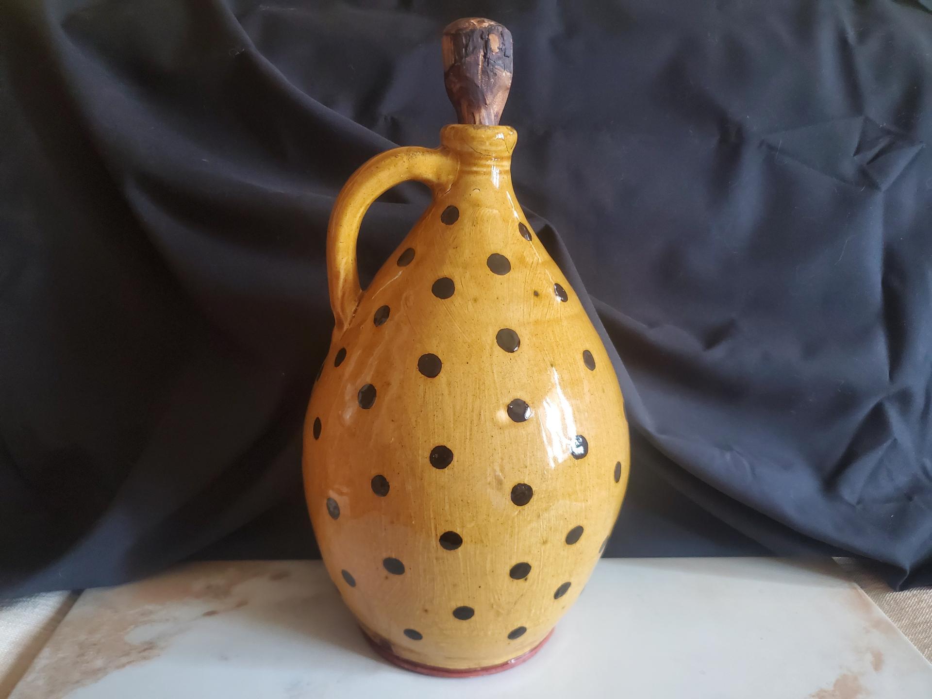 Redware Jug with Black Dots Decoration