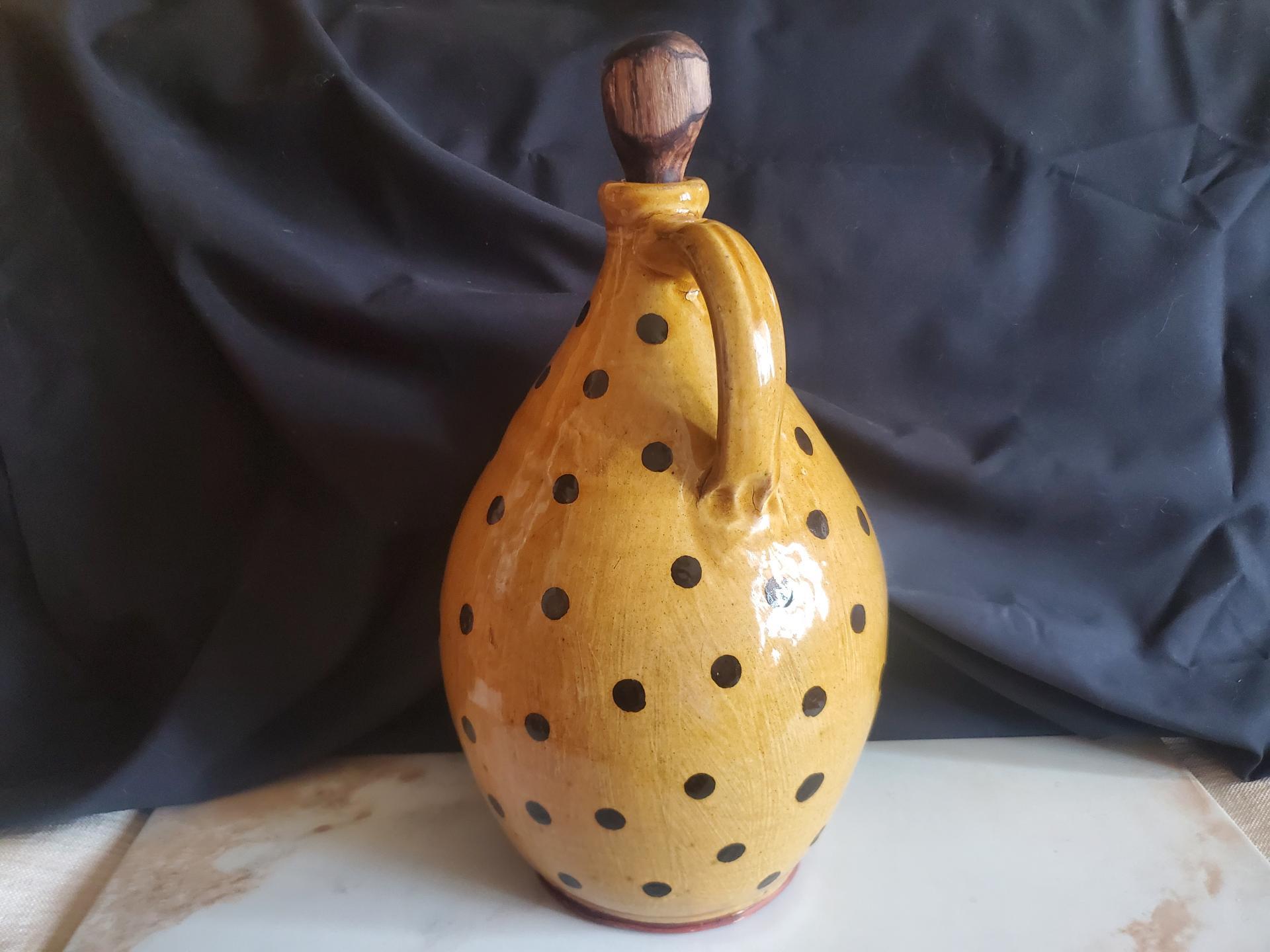 Redware Jug with Black Dots Decoration
