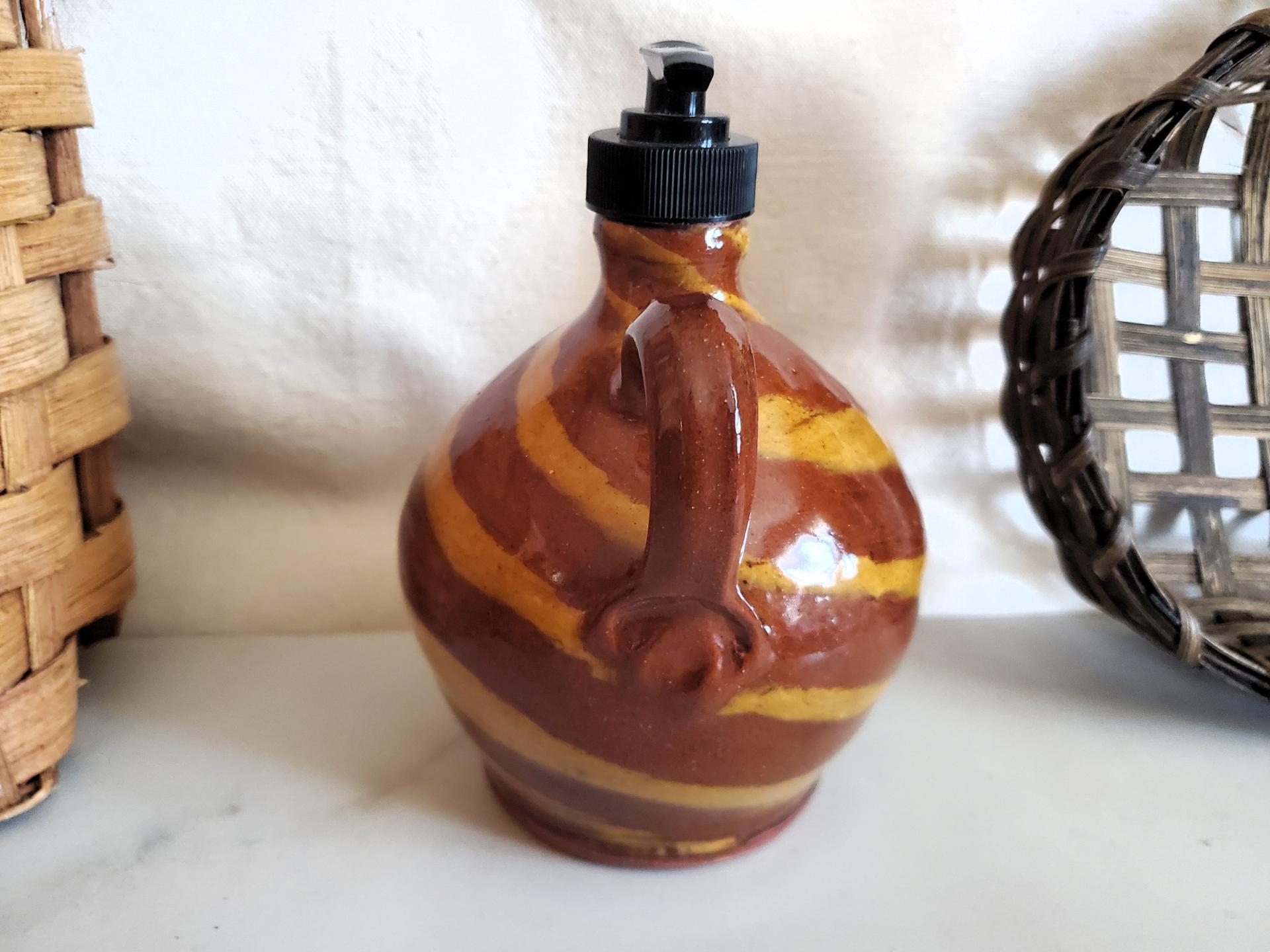 One-of-a-Kind Redware Soap or Lotion Dispenser Jug