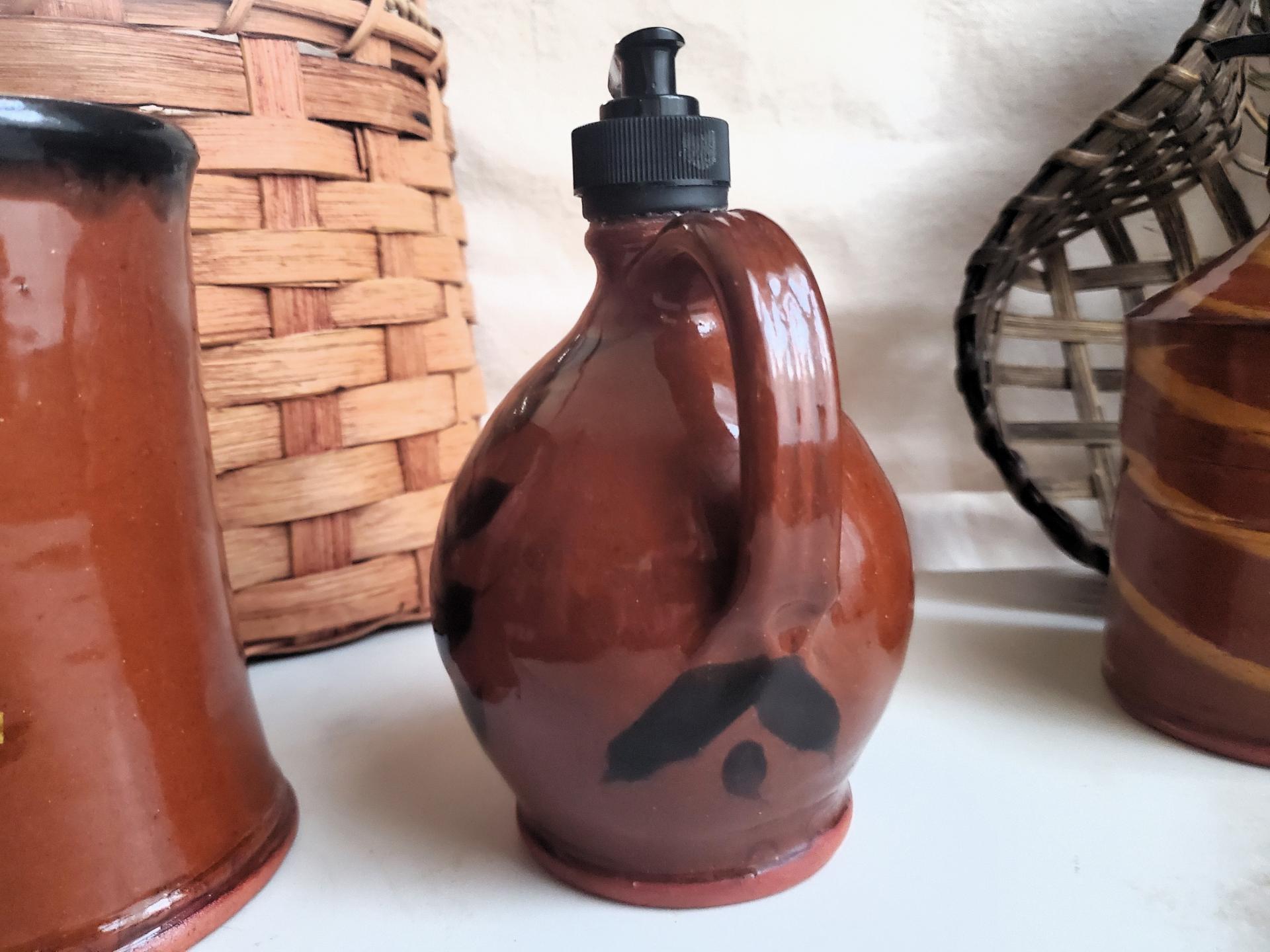 One-of-a-Kind Redware Soap or Lotion Dispenser Jug