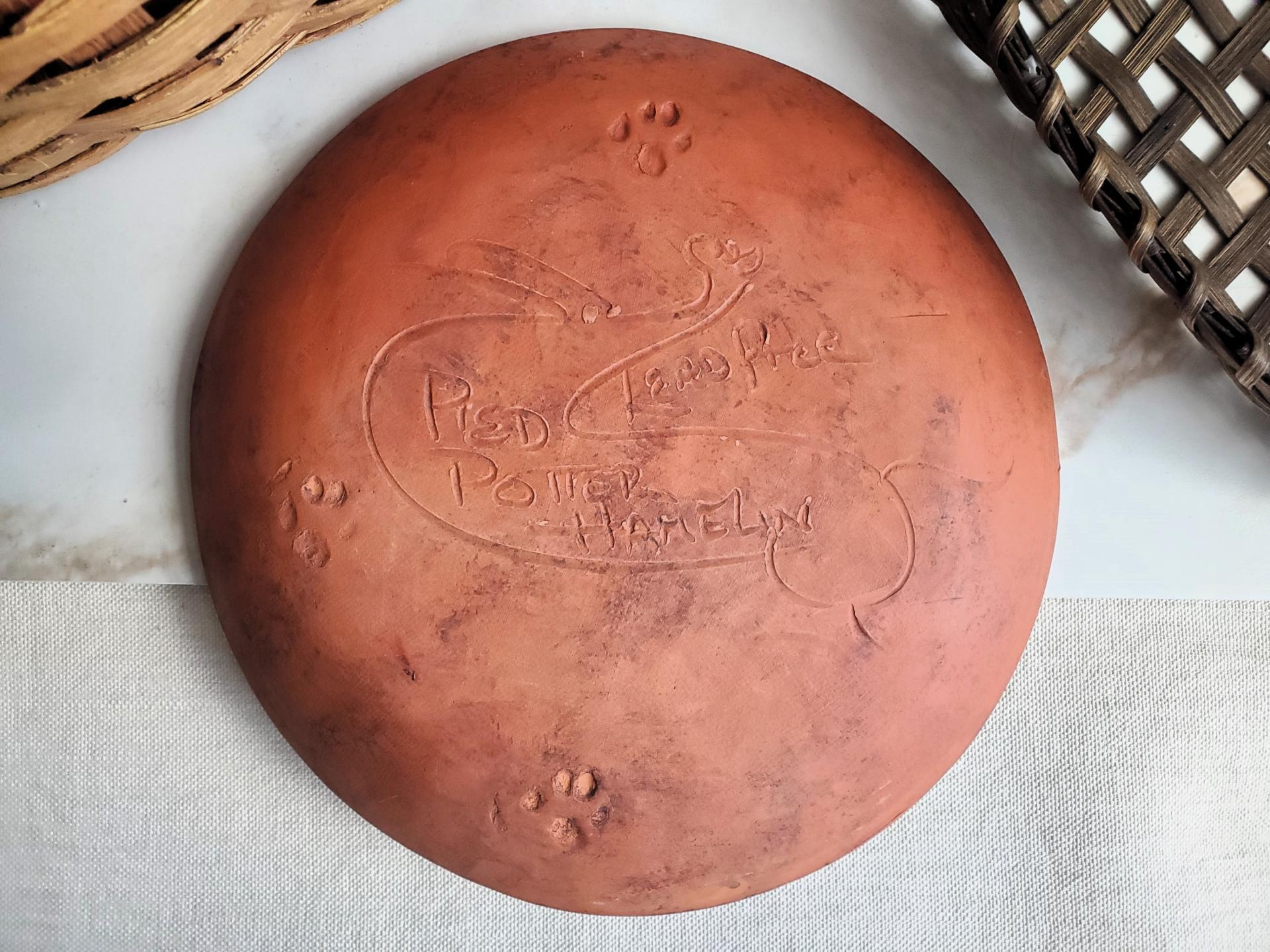  Slip-Decorated Redware 11 in. Plate with Traditional Motif