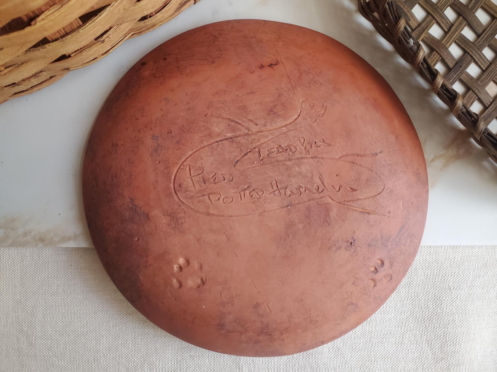  Slip-Decorated Redware 11 in. Plate with Traditional Motif