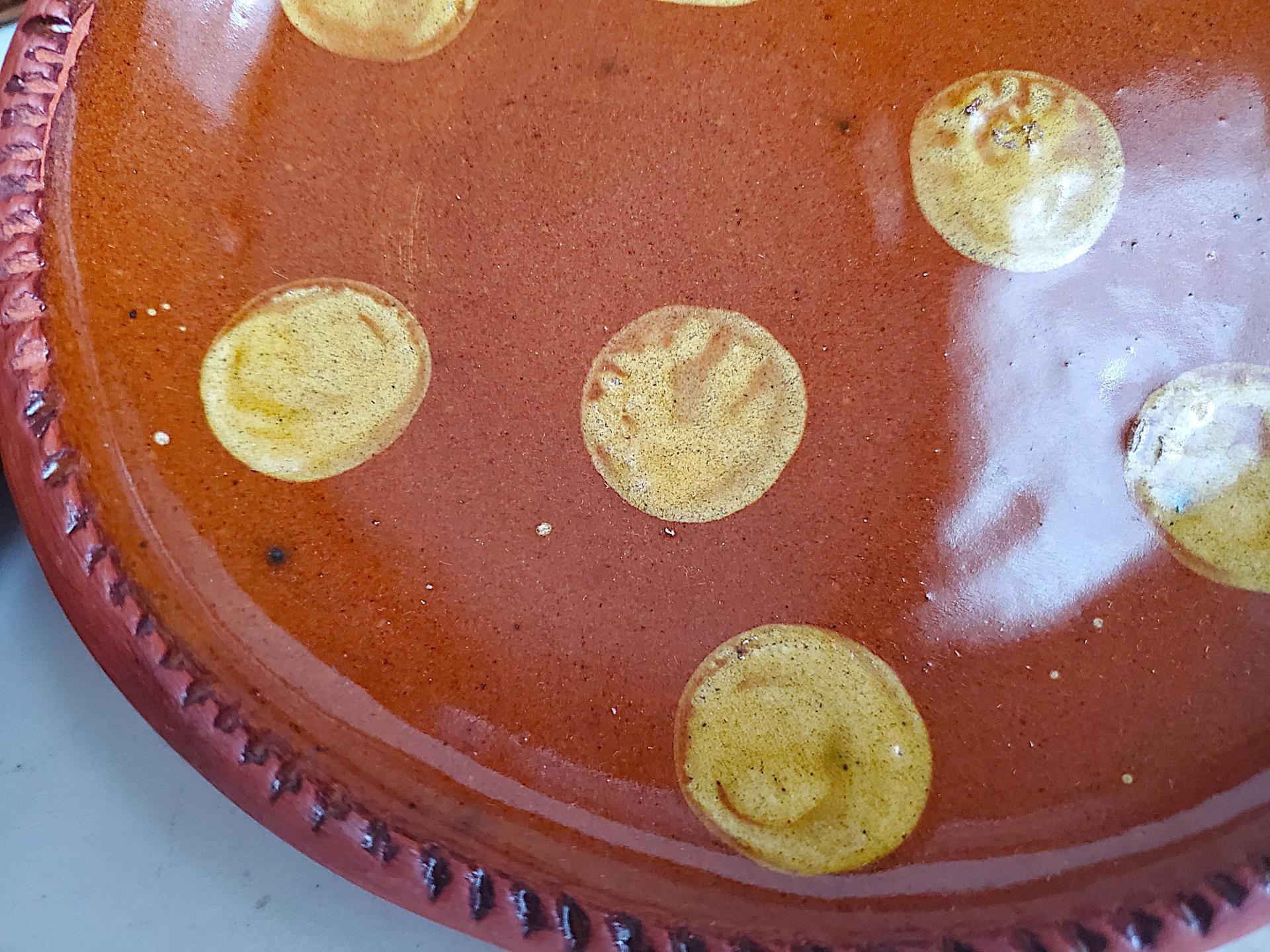 Redware 7 in. Plate, Slip Decorated