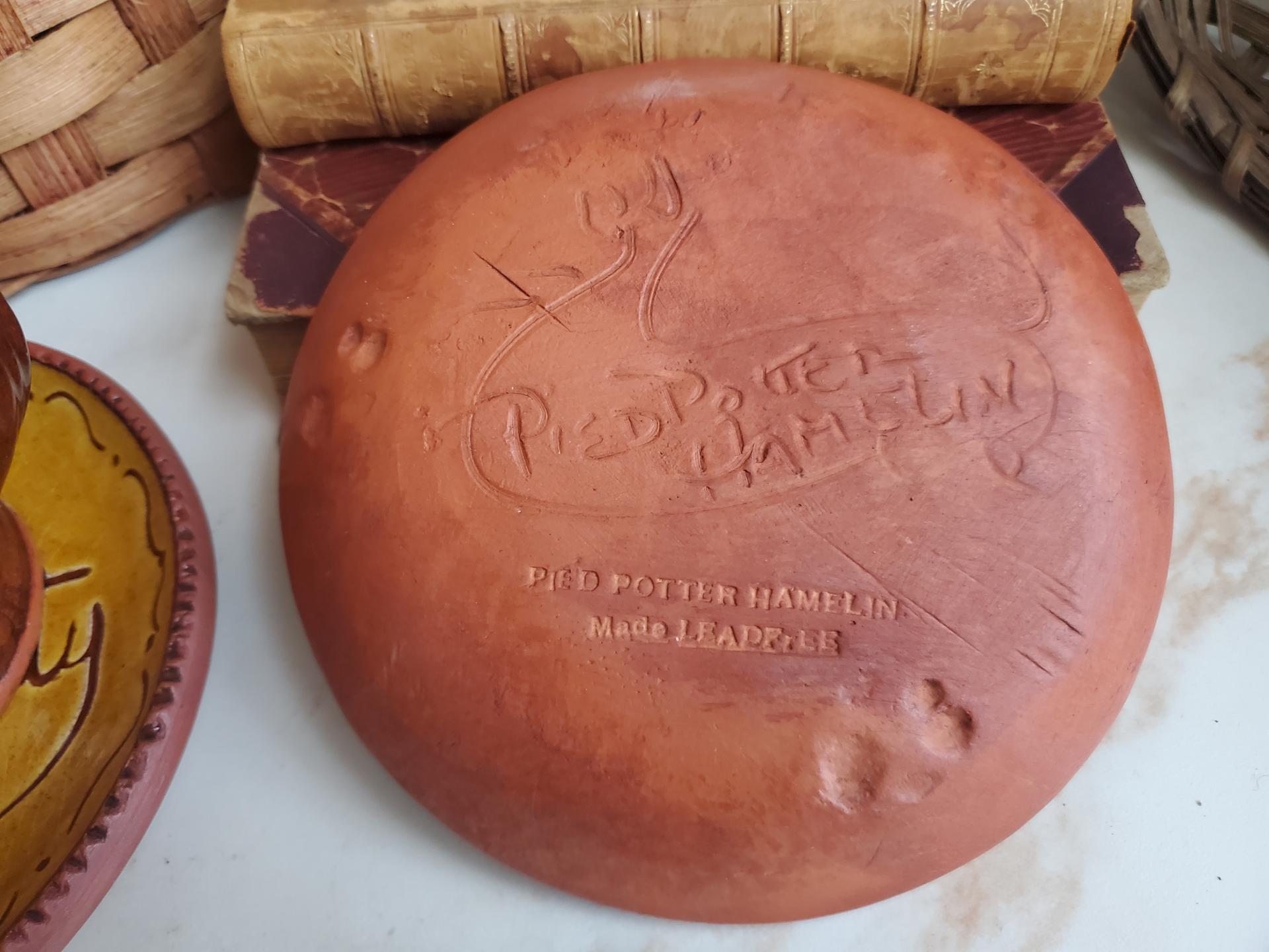 Redware 7 in. Plate, Slip Decorated