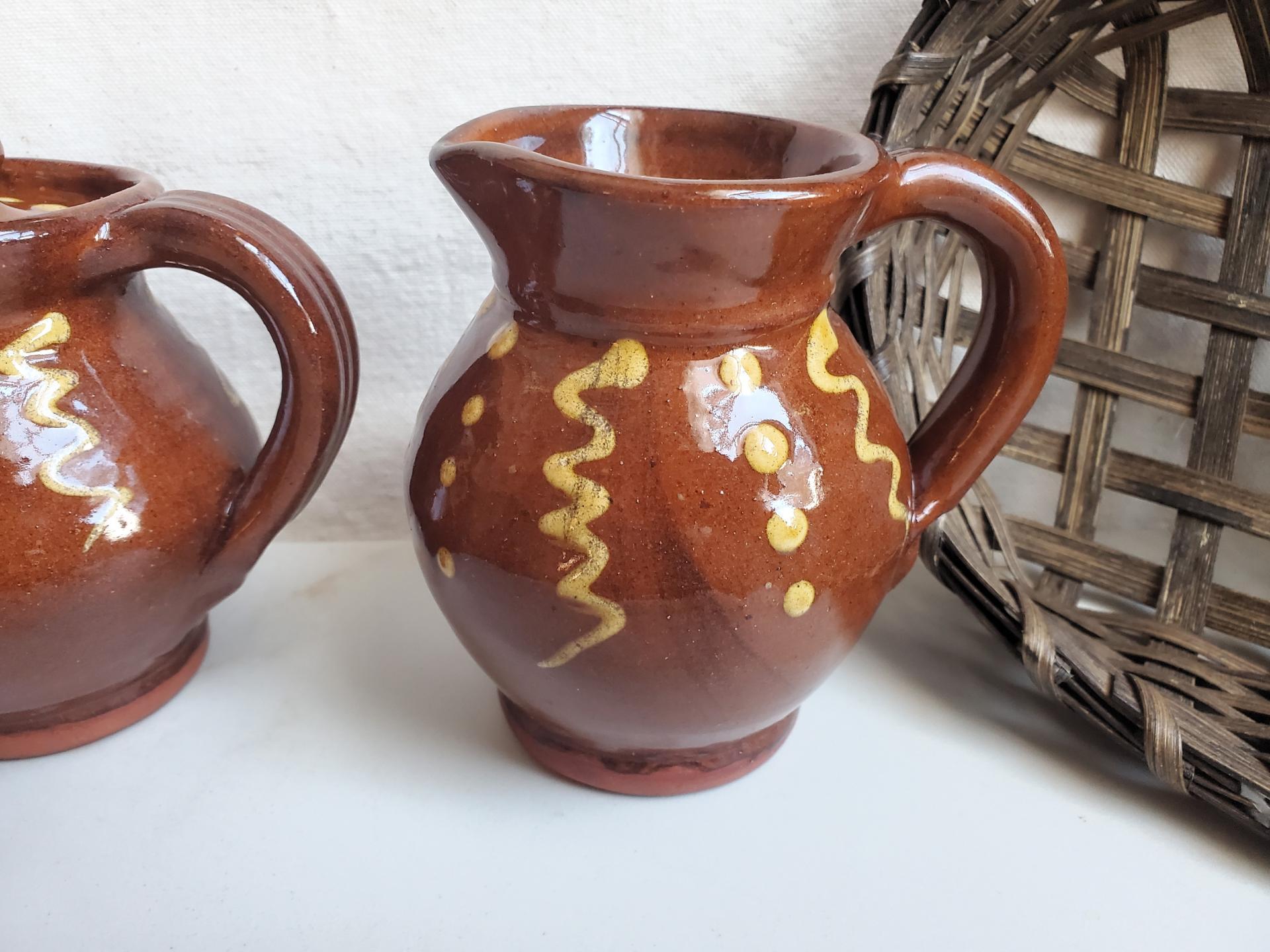 Sugar and Creamer Set with Squiggles and Dots Pattern