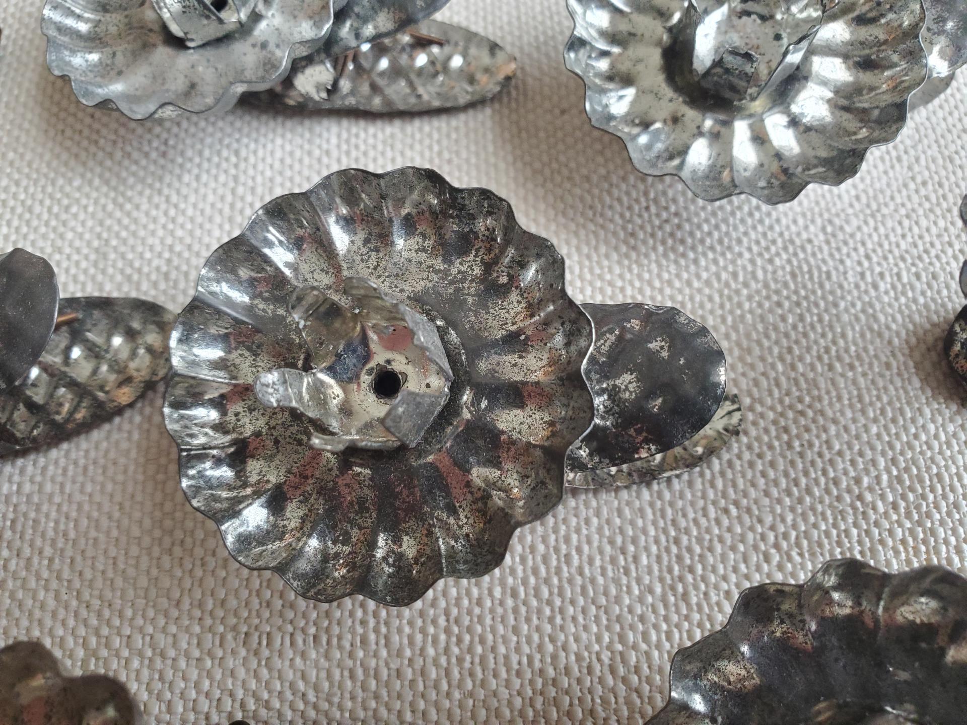 Rustic Vintage Candleholders, Set of 11, Tarnished Silver Finish, Christmas Tree Decor