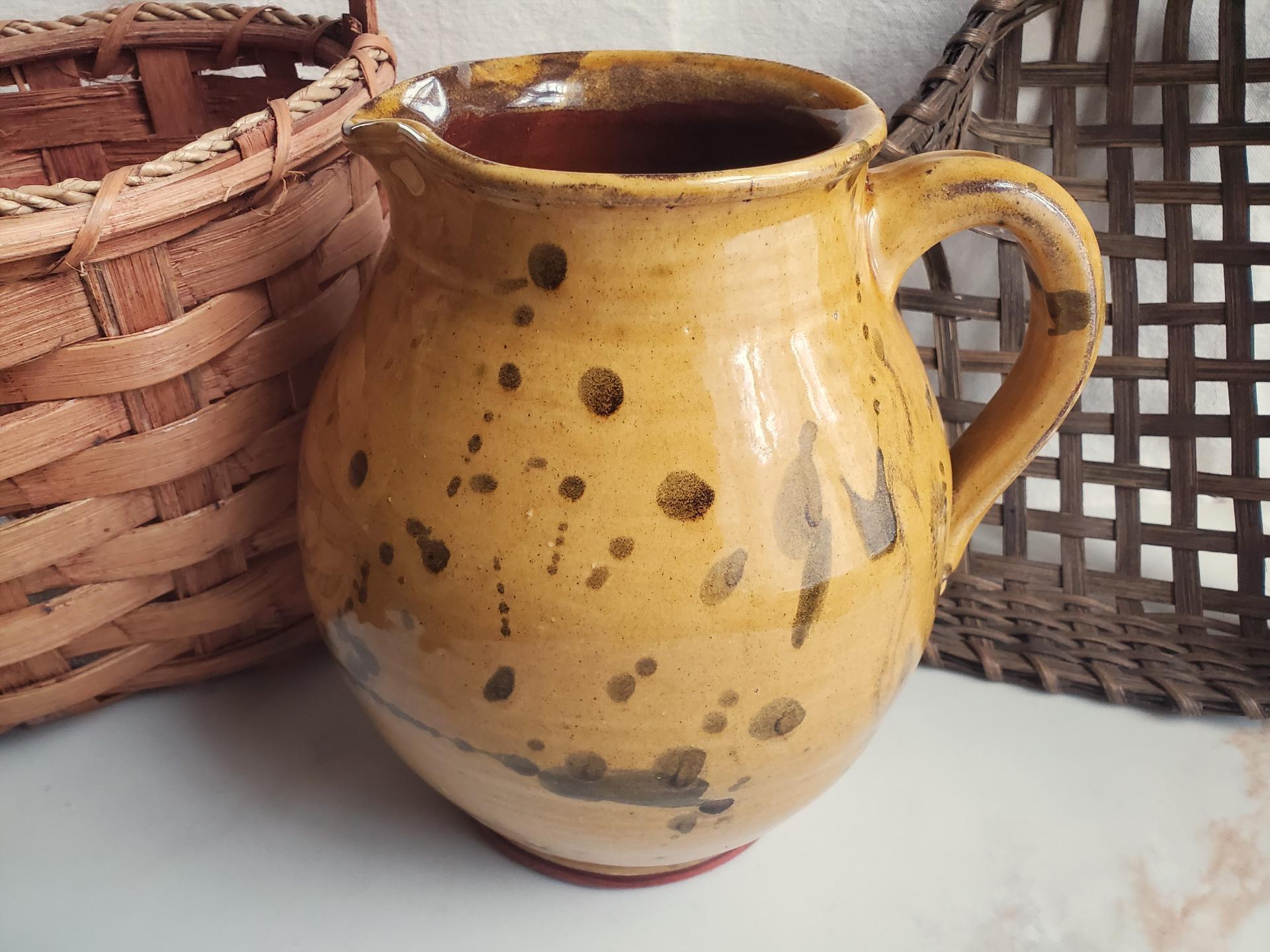 Redware Pitcher with Dabbles