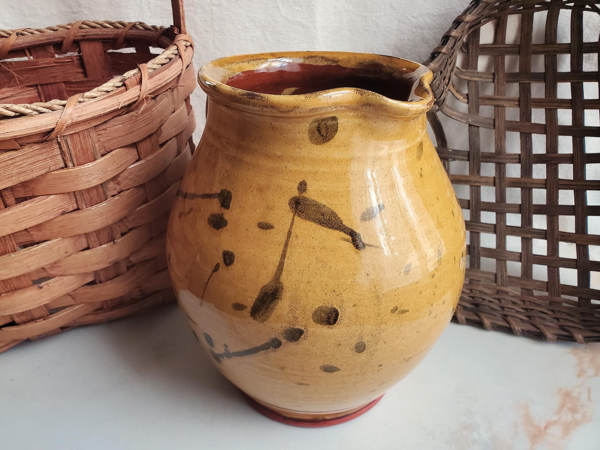 Redware Pitcher with Dabbles