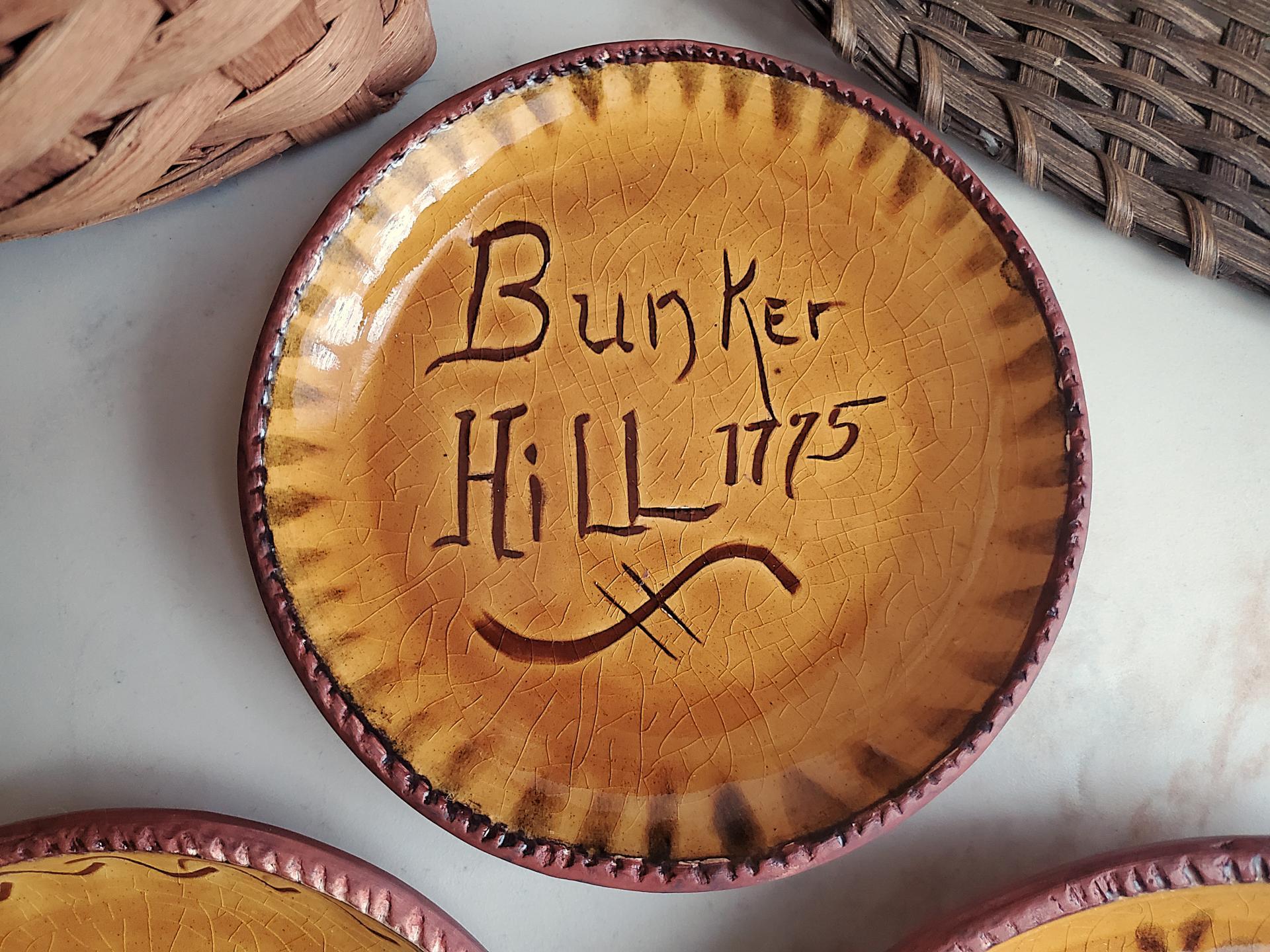 Redware 7 in. Plate, "Bunker Hill 1775"