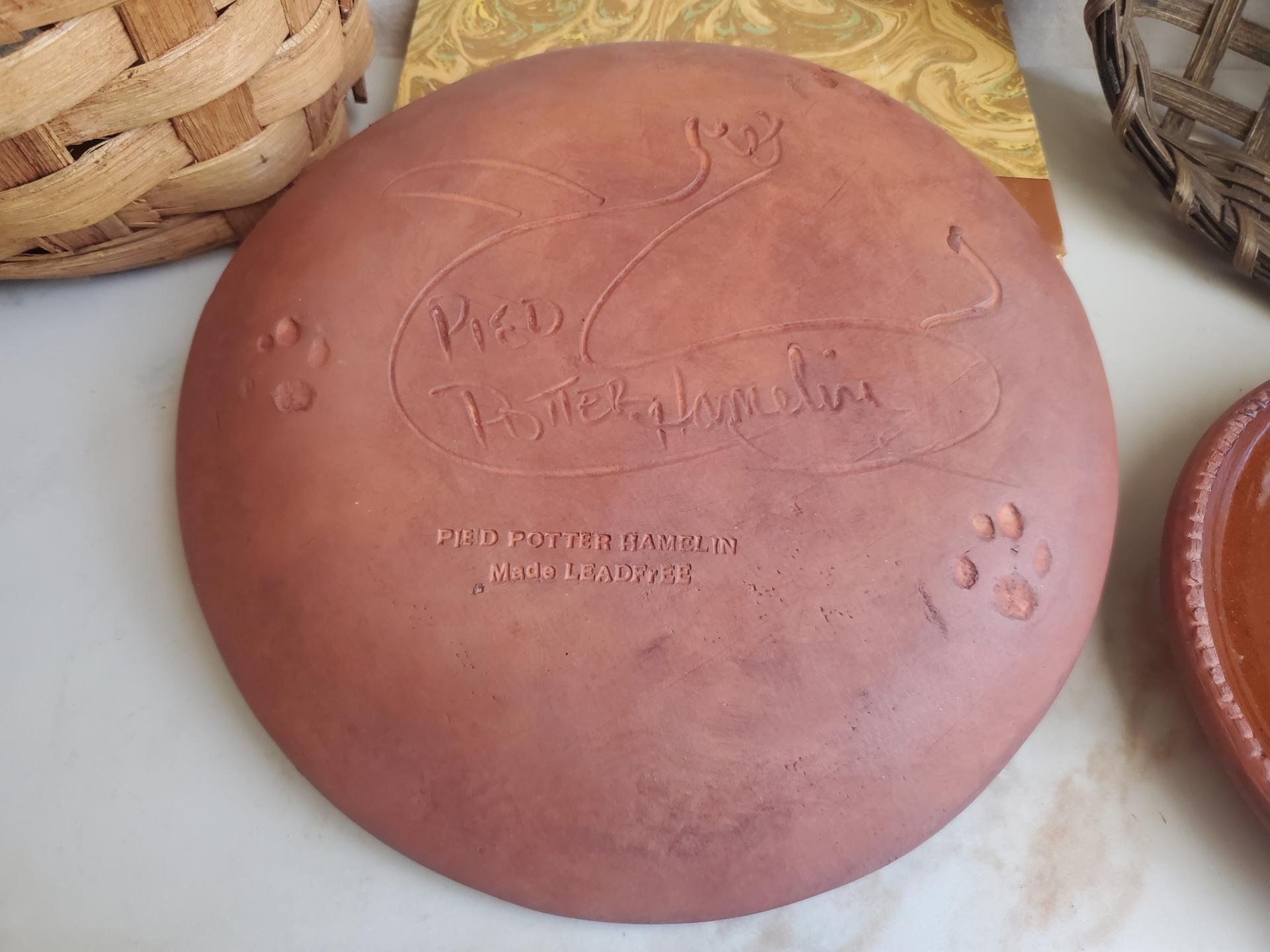  Slip-Decorated Redware 9 in. Plate with Traditional Motif