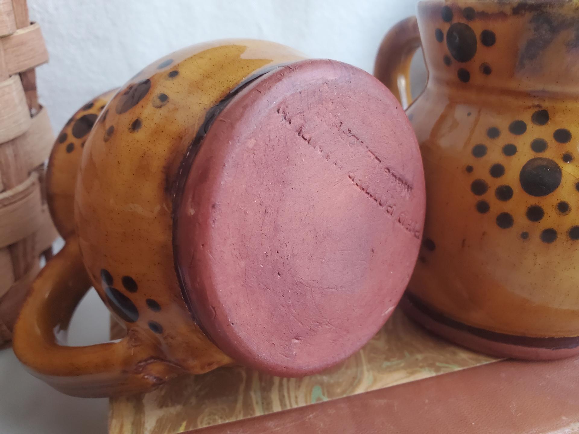 Handmade Redware Mugs (2) with Black Dots