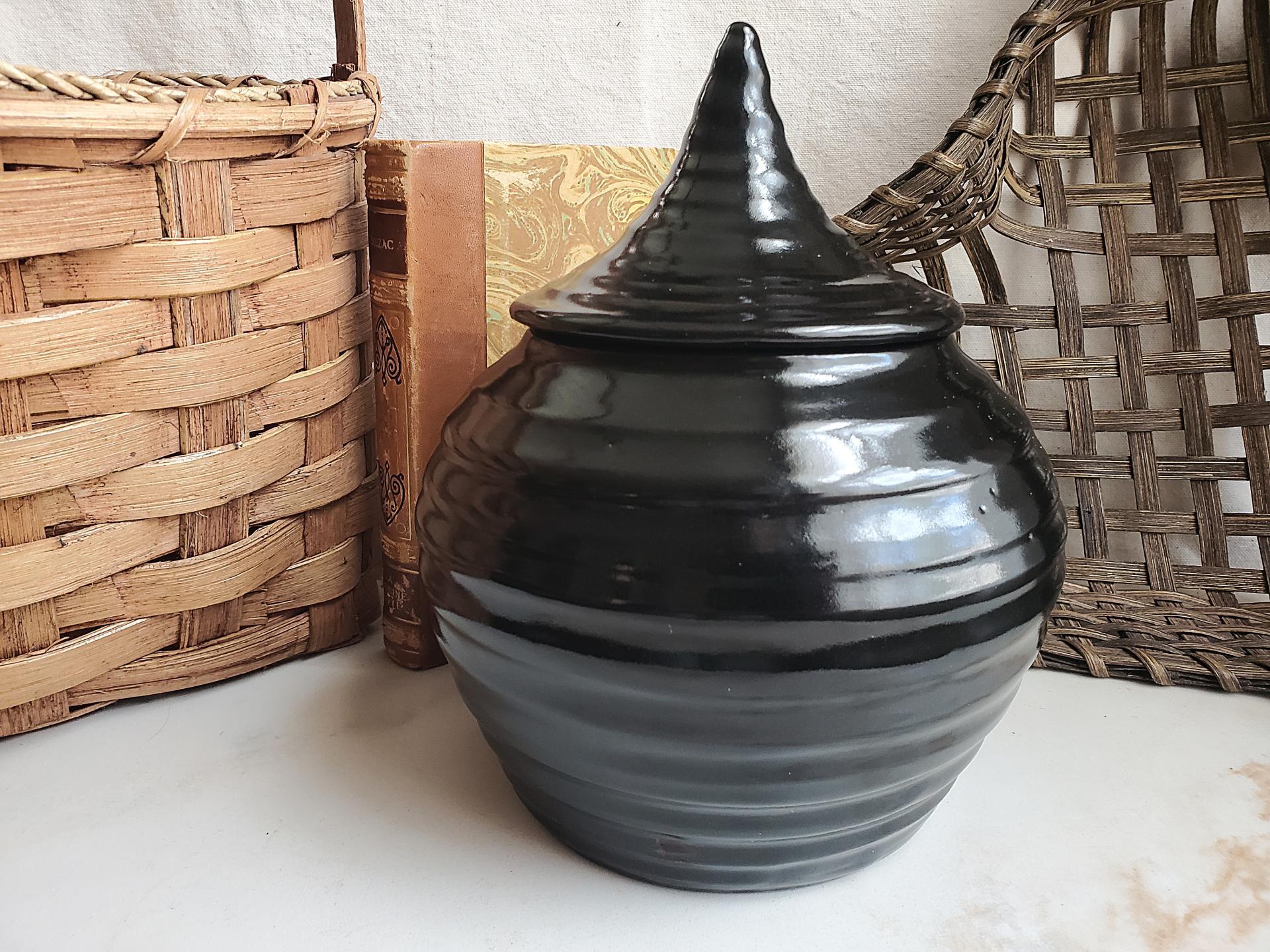Redware Jar with Black Glaze