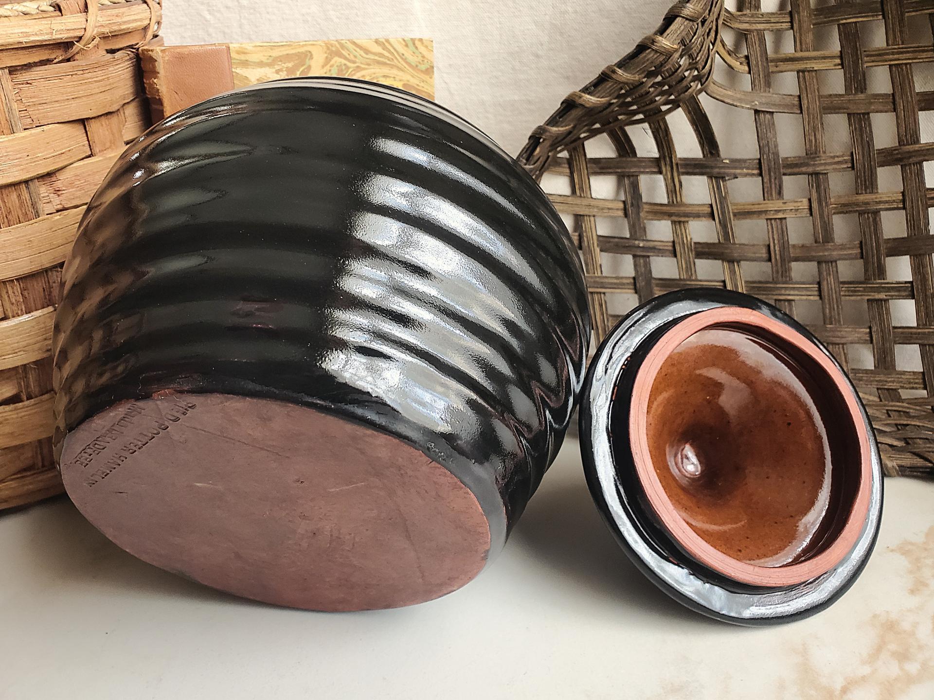 Redware Jar with Black Glaze