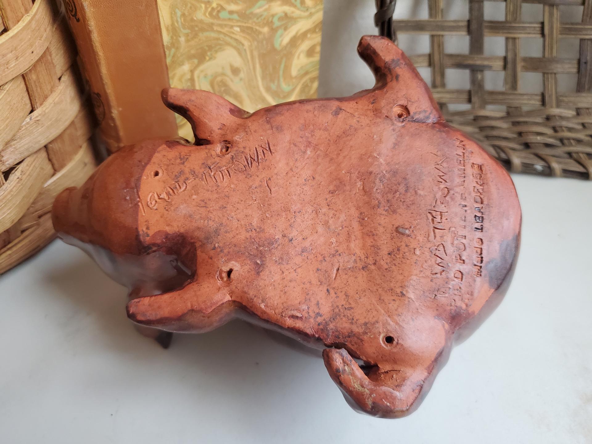 Redware Piglet with Black Splotches