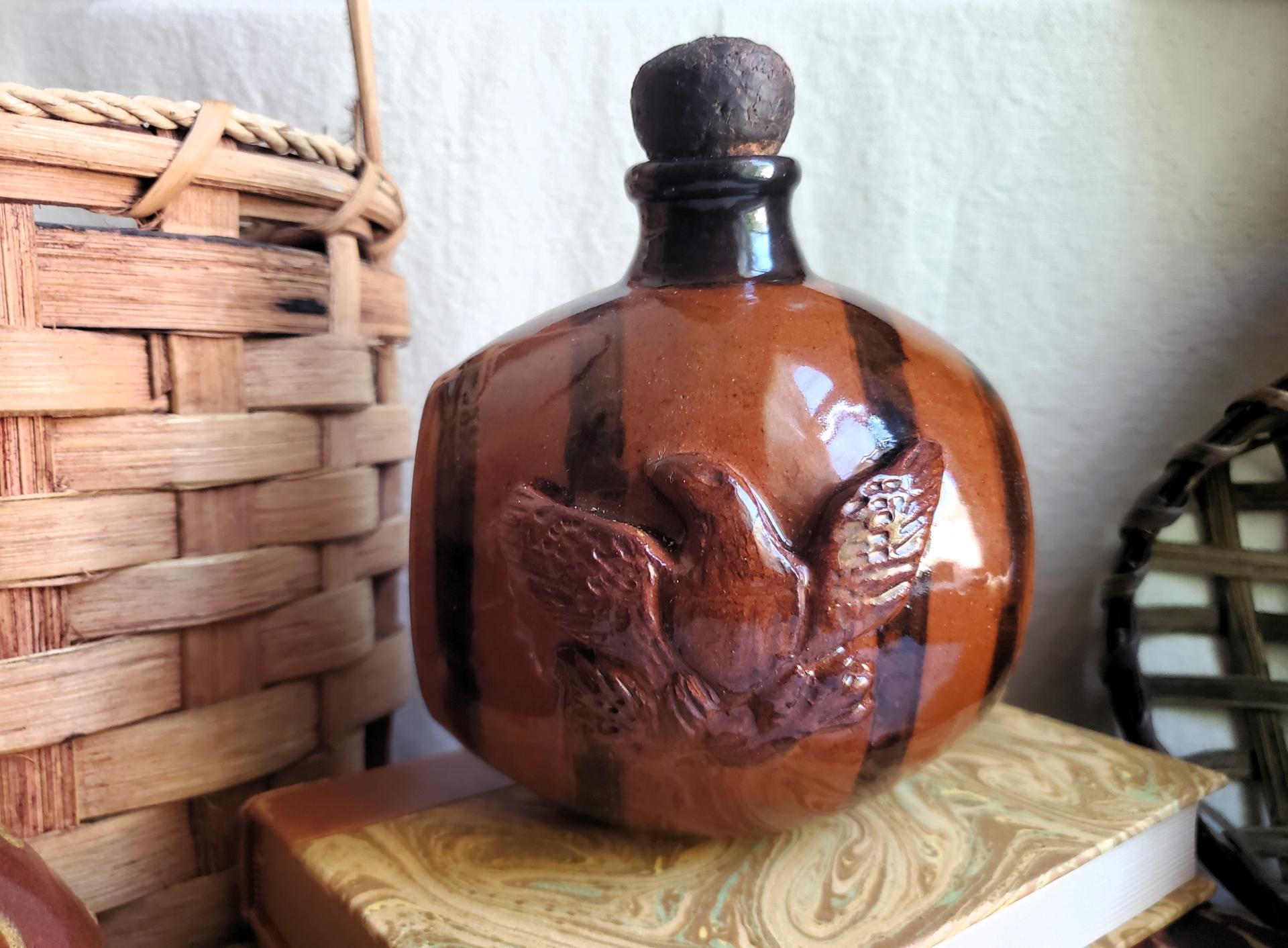 Redware Costrel with Eagle and George Washington